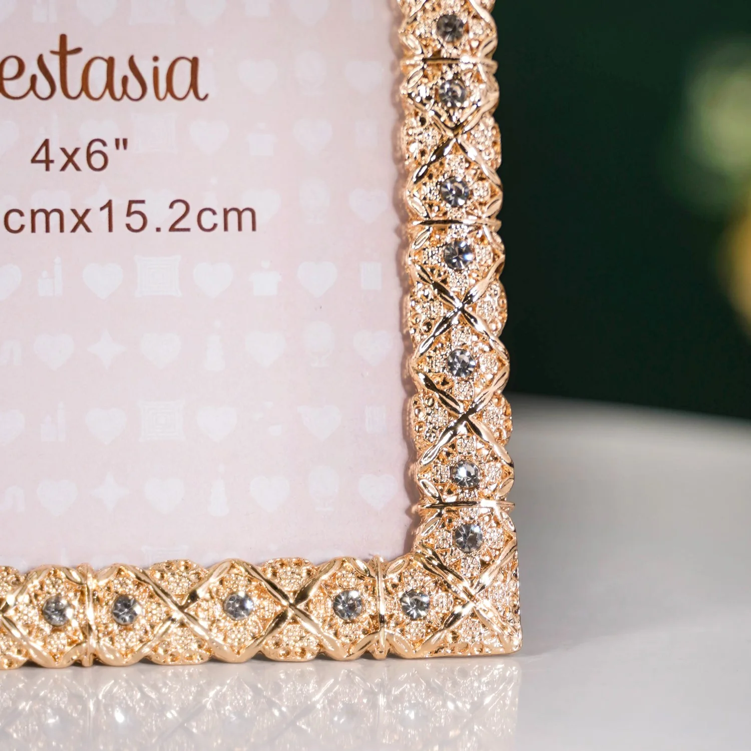 Regal Rhinestone Picture Frame Gold Small 10x15cm - Image 6