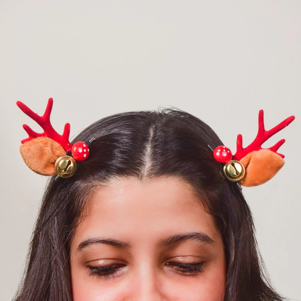 Reindeer Christmas Bell Hairclip Set of 2 - Image 2