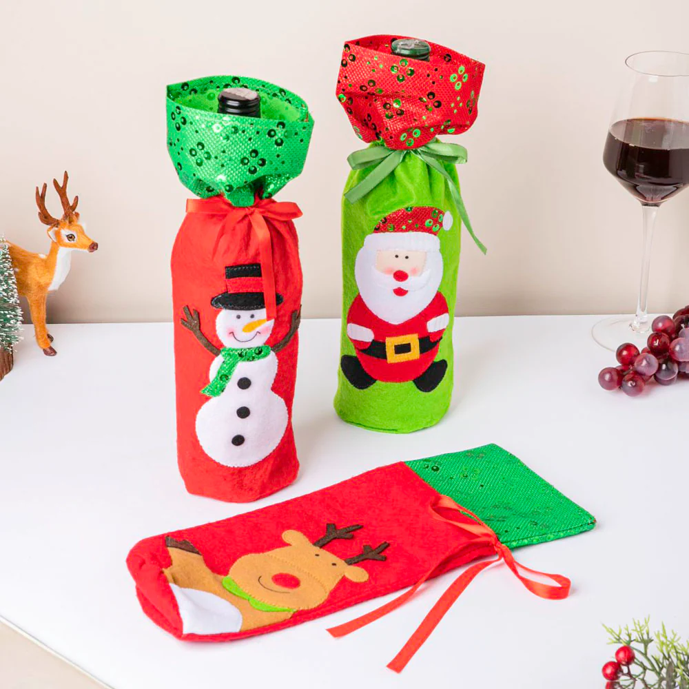 Reindeer Christmas Gift Bag For Wine Red 12 Inch - Image 6