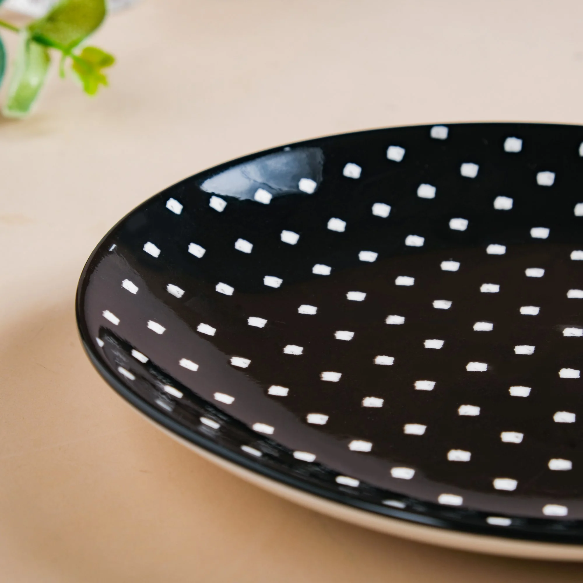 Retro Ceramic Snack Plate Black 7.5 Inch Set Of 2 - Image 5