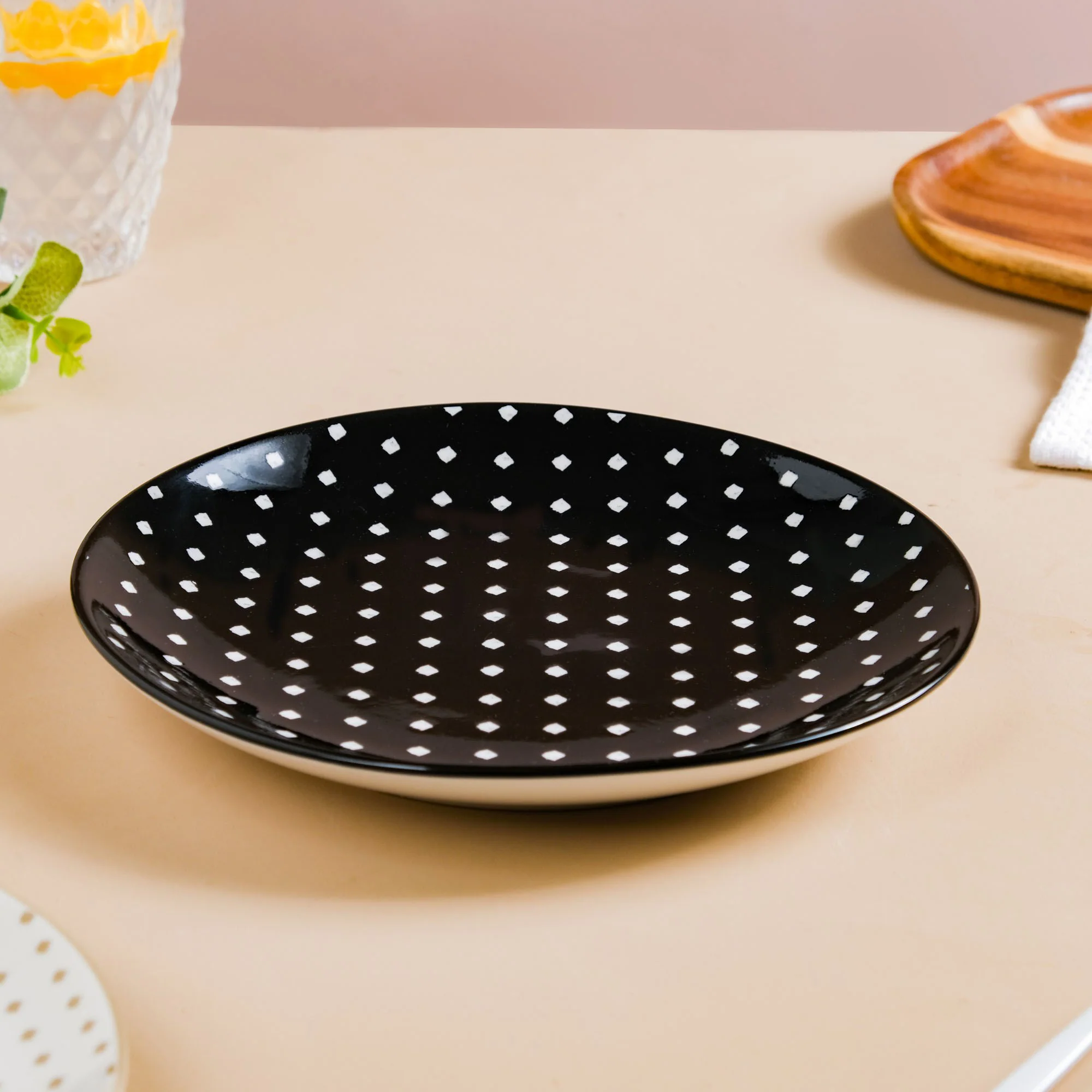 Retro Ceramic Snack Plate Black 7.5 Inch Set Of 2 - Image 8