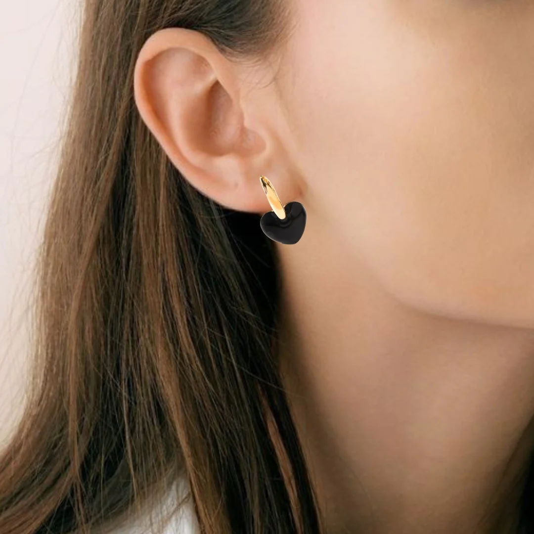 Reversible Little Black Heart Drop Earrings - Image 2