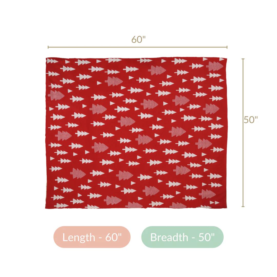 Reversible Red Tree Throw Blanket - Image 5