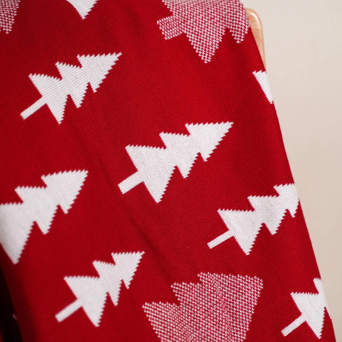 Reversible Red Tree Throw Blanket - Image 6