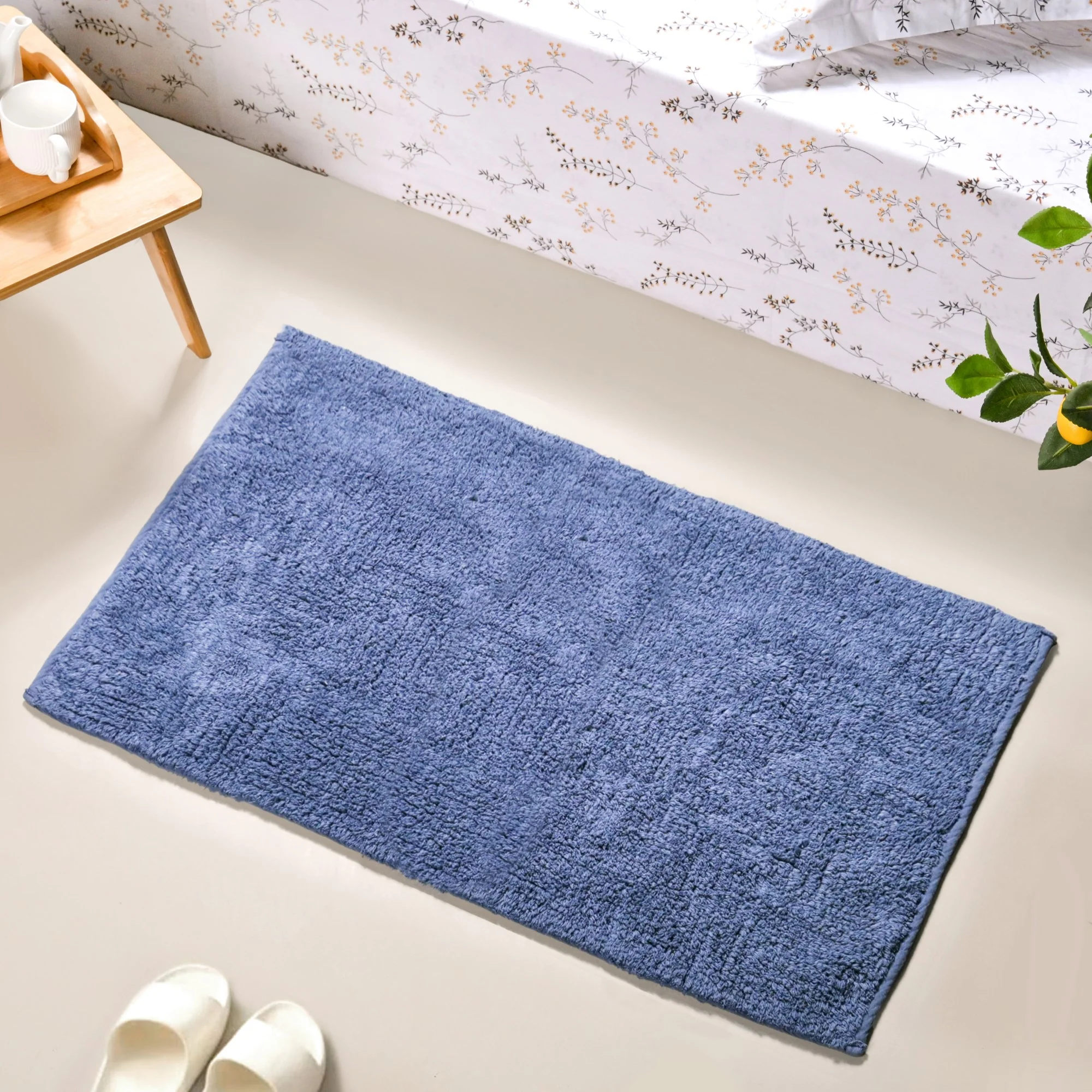 Reversible Tufted Cotton Floor Mat Navy Blue 84x50cm - Image 5