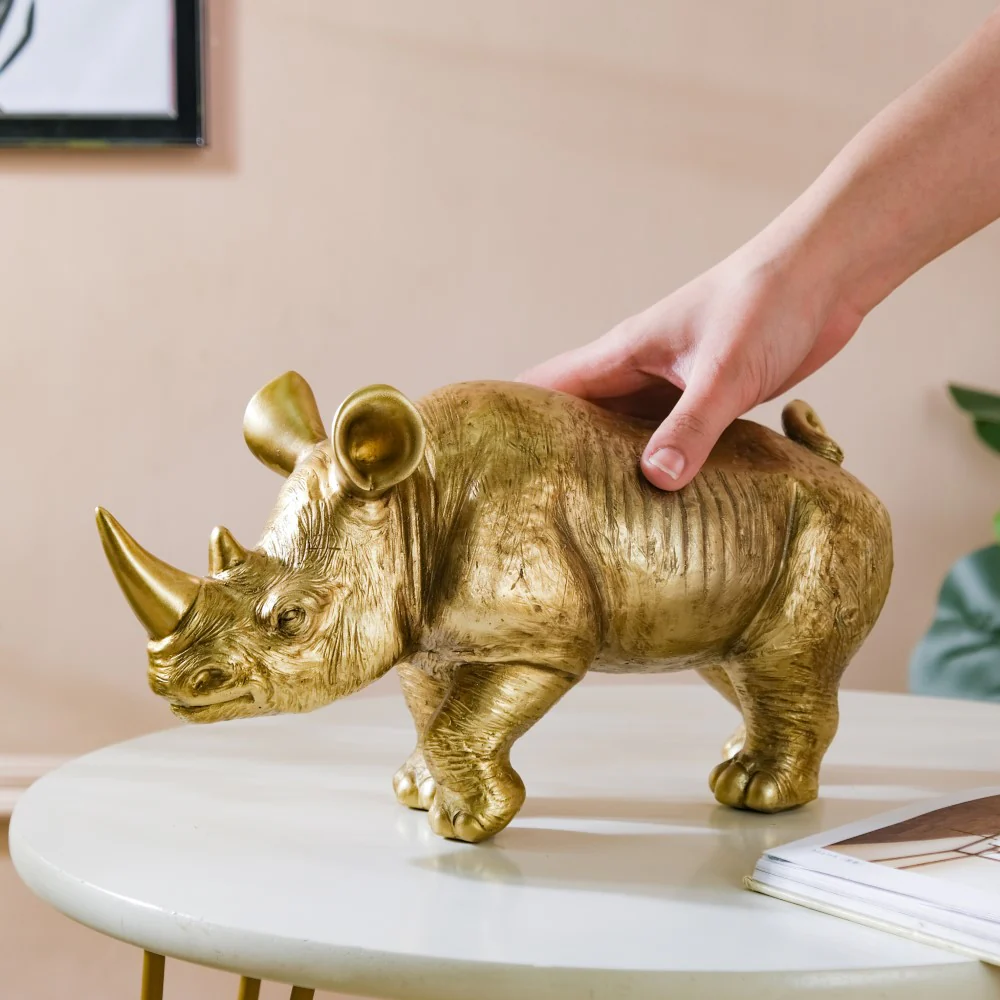 Rhino Figurine Gold - Image 2