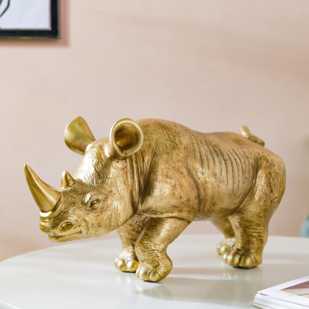 Rhino Figurine Gold - Image 3
