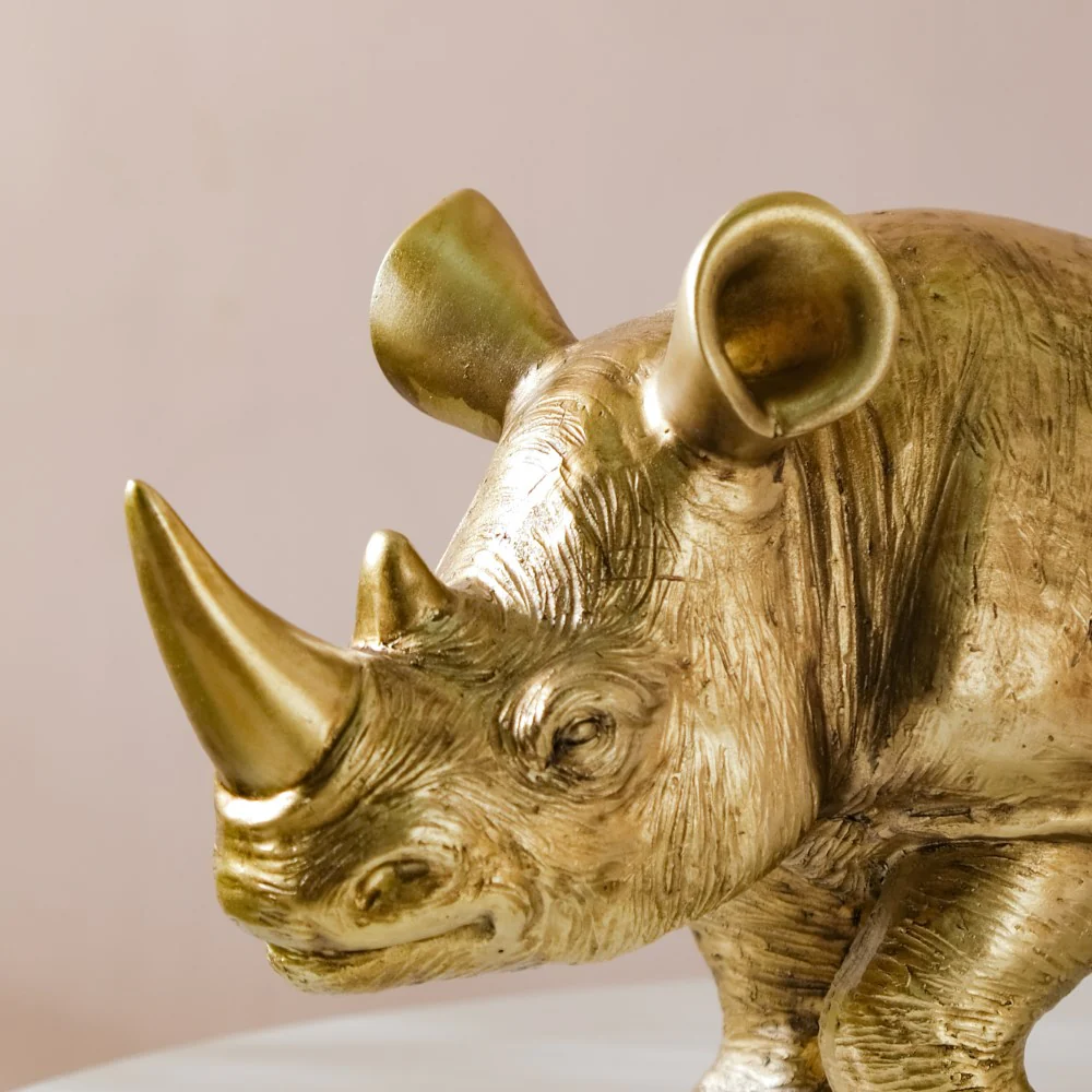 Rhino Figurine Gold - Image 4
