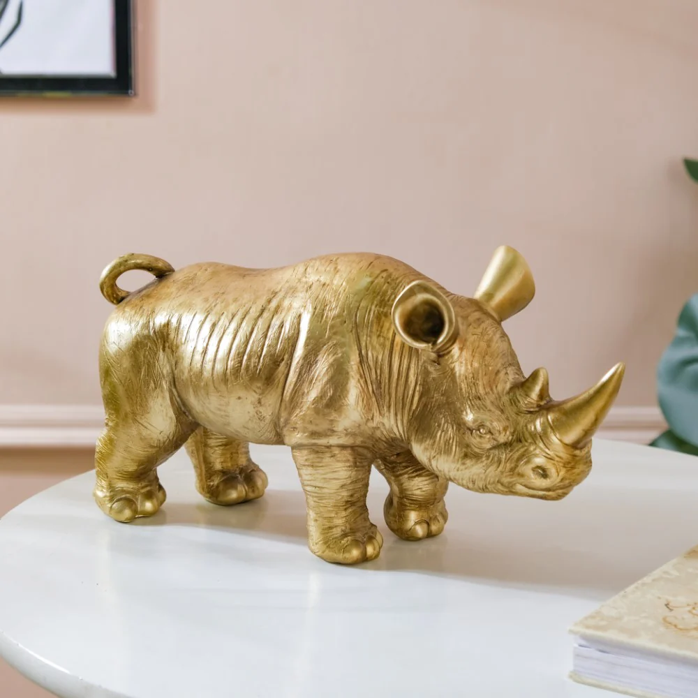 Rhino Figurine Gold - Image 5