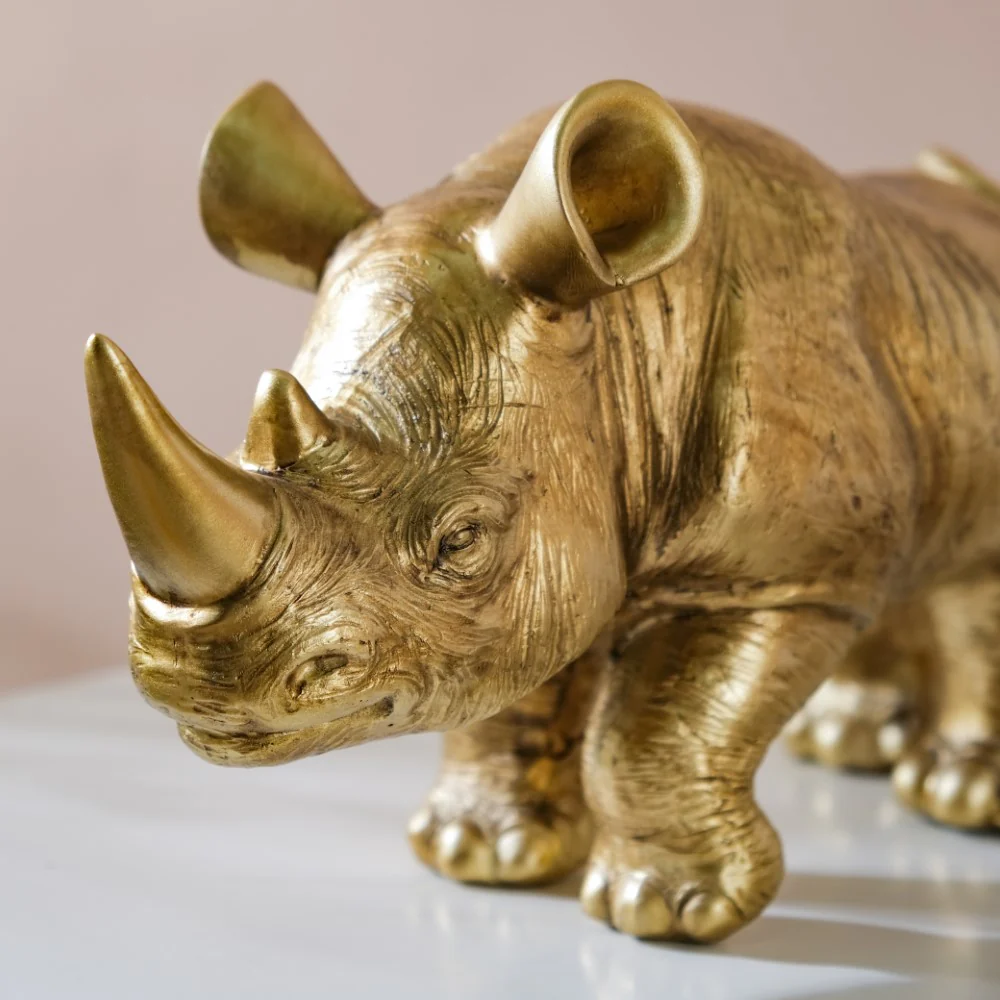 Rhino Figurine Gold - Image 6