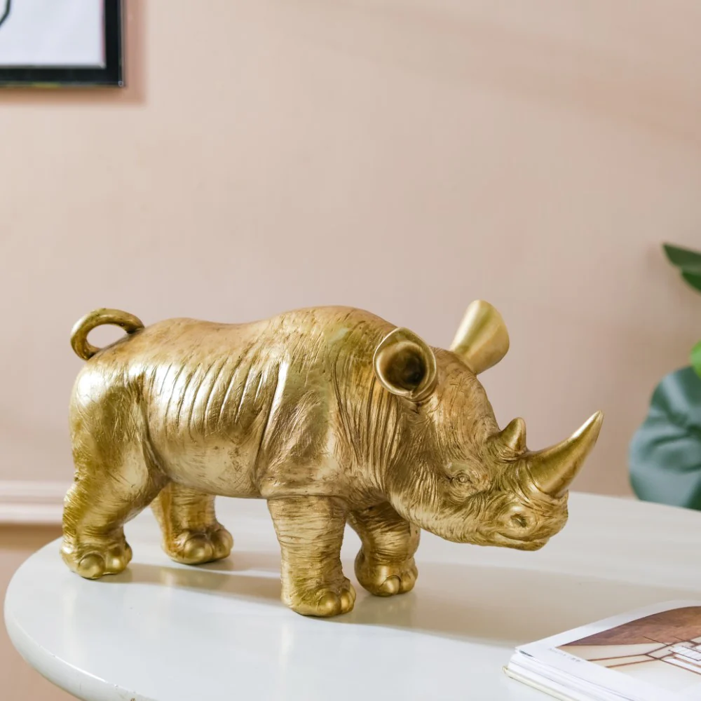 Rhino Figurine Gold - Image 8