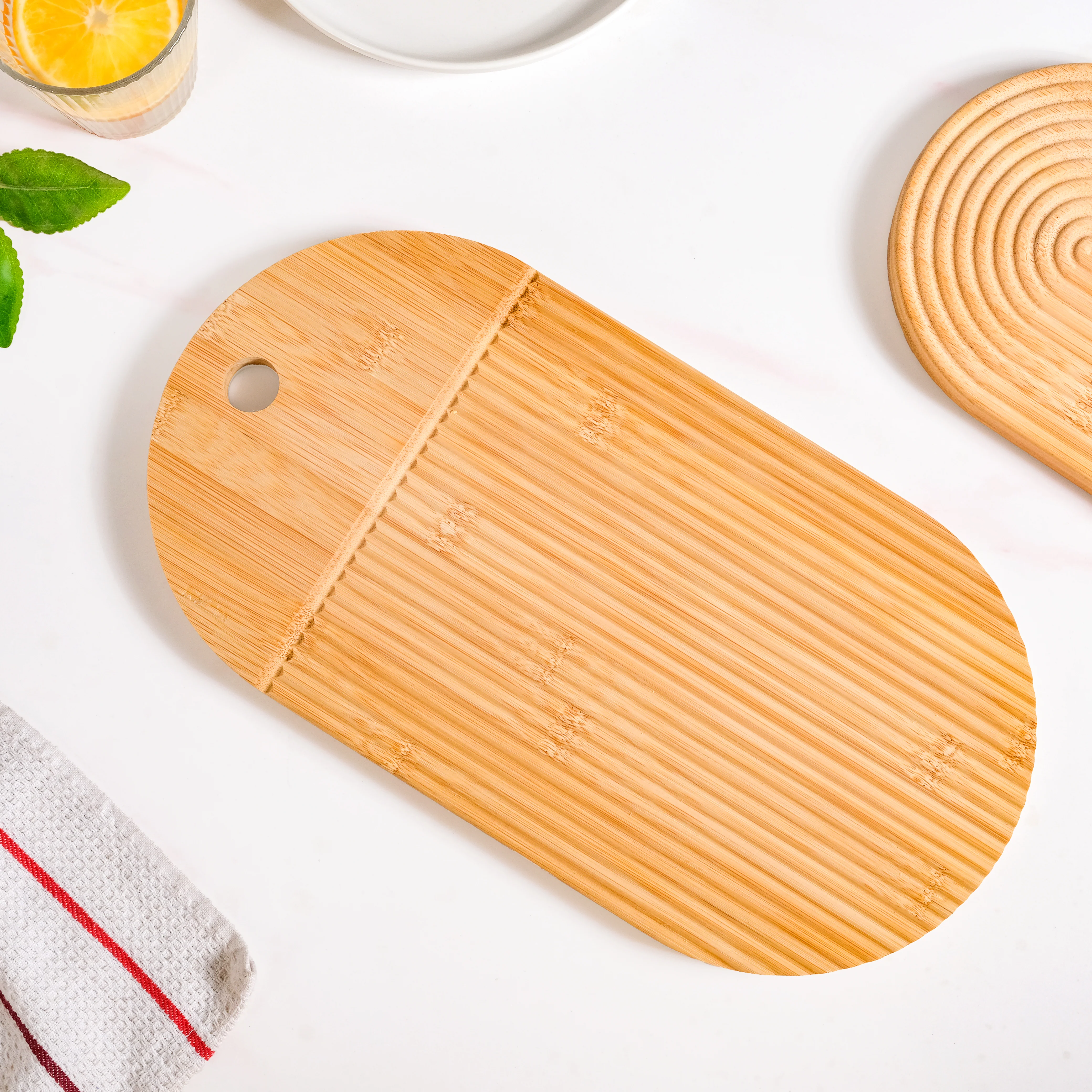 Ribbed Capsule Bamboo Zen Garden Serving Platter 15 Inch - Image 7