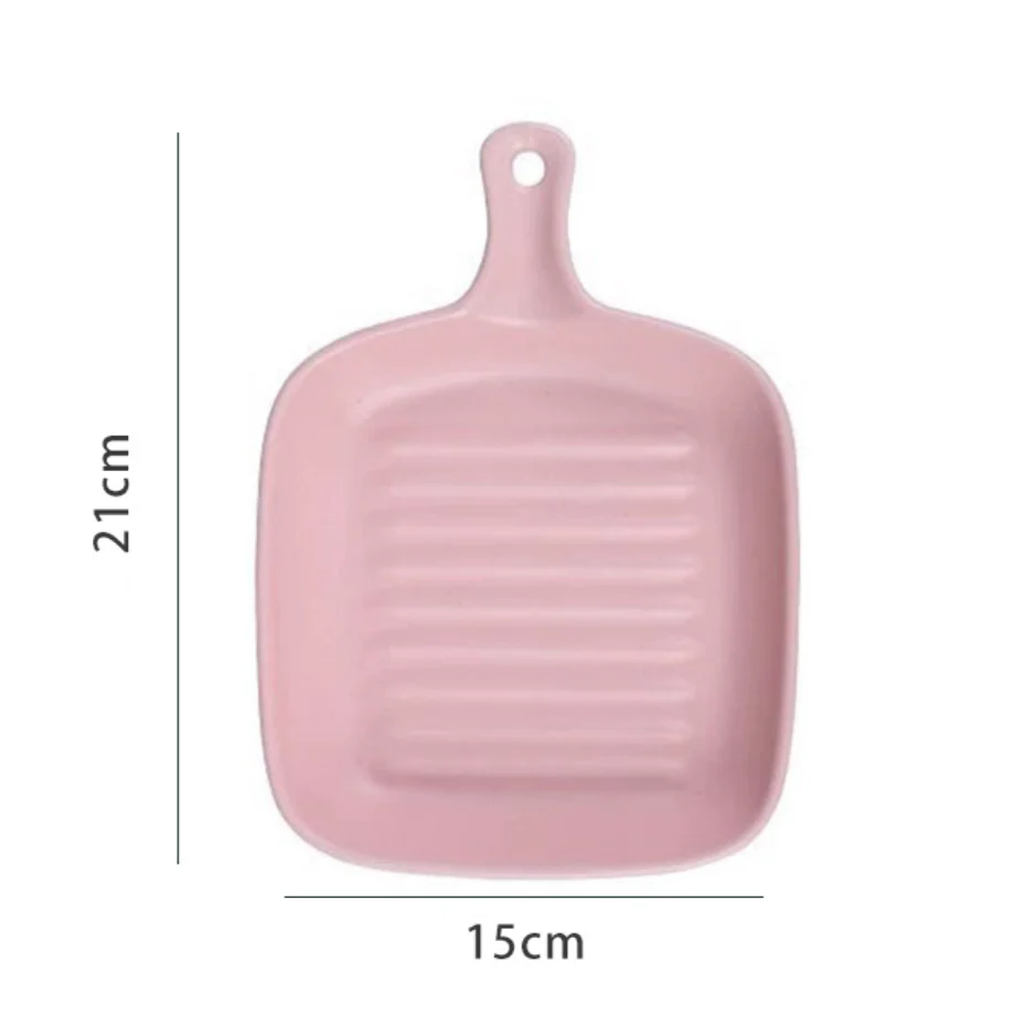Ribbed Ceramic Baking Plate With Handle Matte Pink 250 ml - Image 2