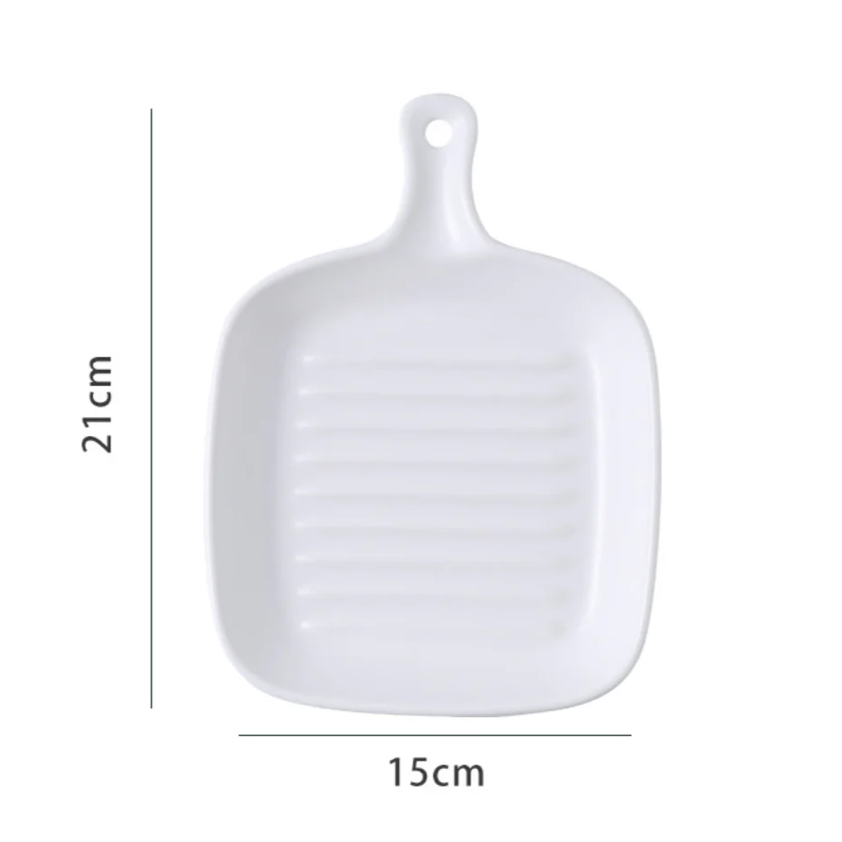 Ribbed Ceramic Baking Plate With Handle White 250 ml - Image 5