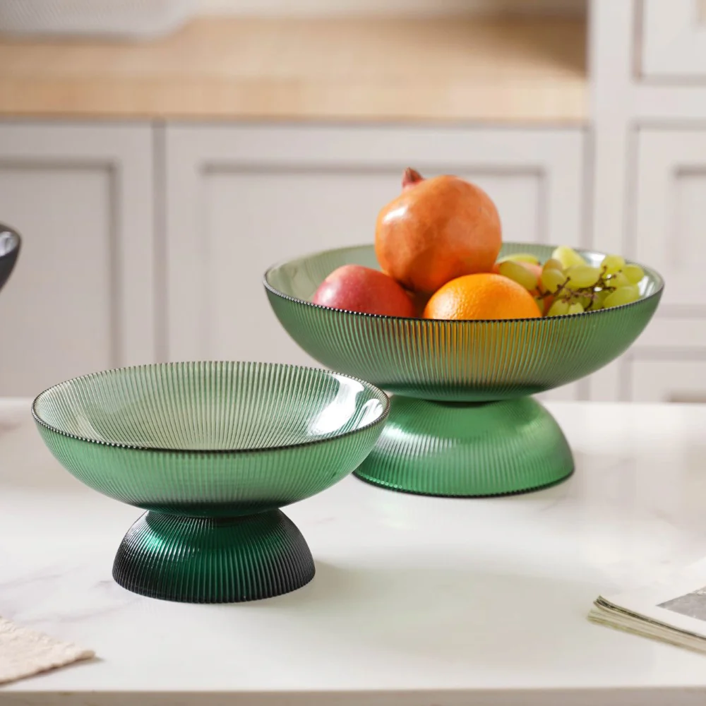 Ribbed Emerald Fruit Bowl Large - Image 7
