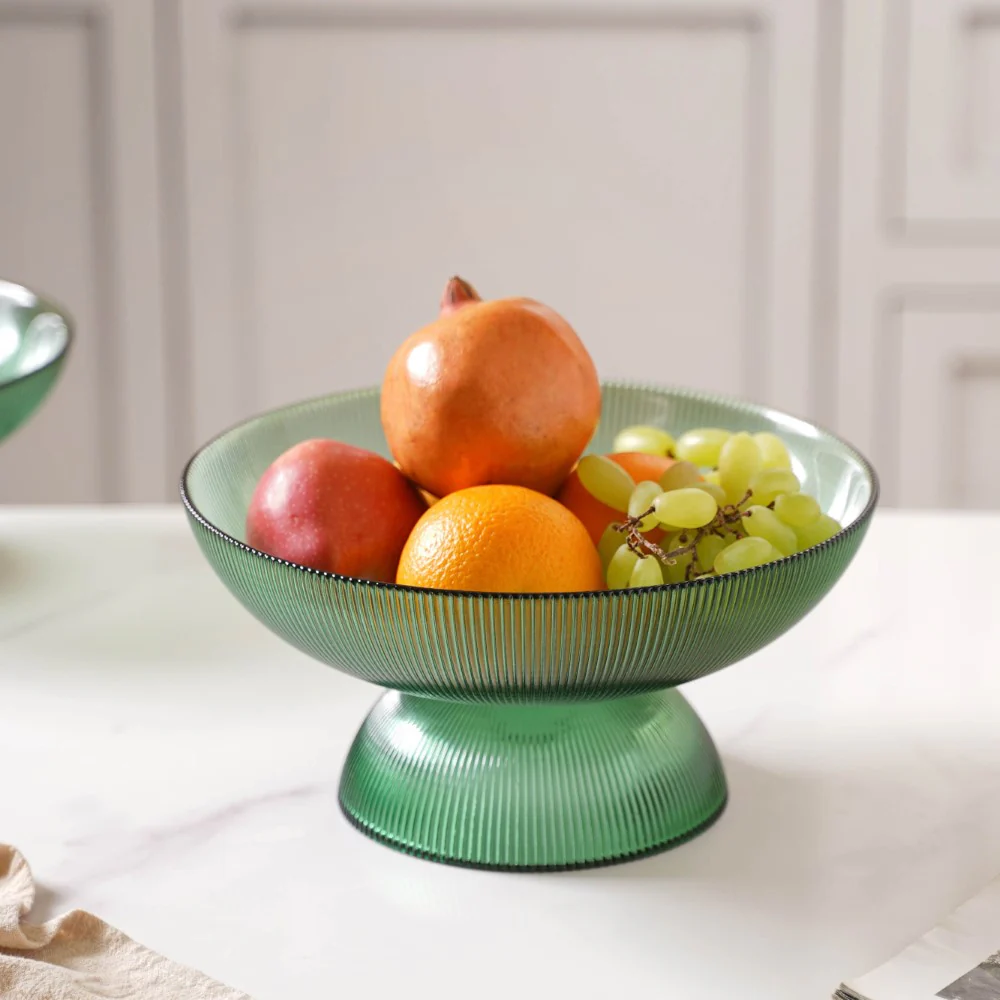 Ribbed Emerald Fruit Bowl Large - Image 8