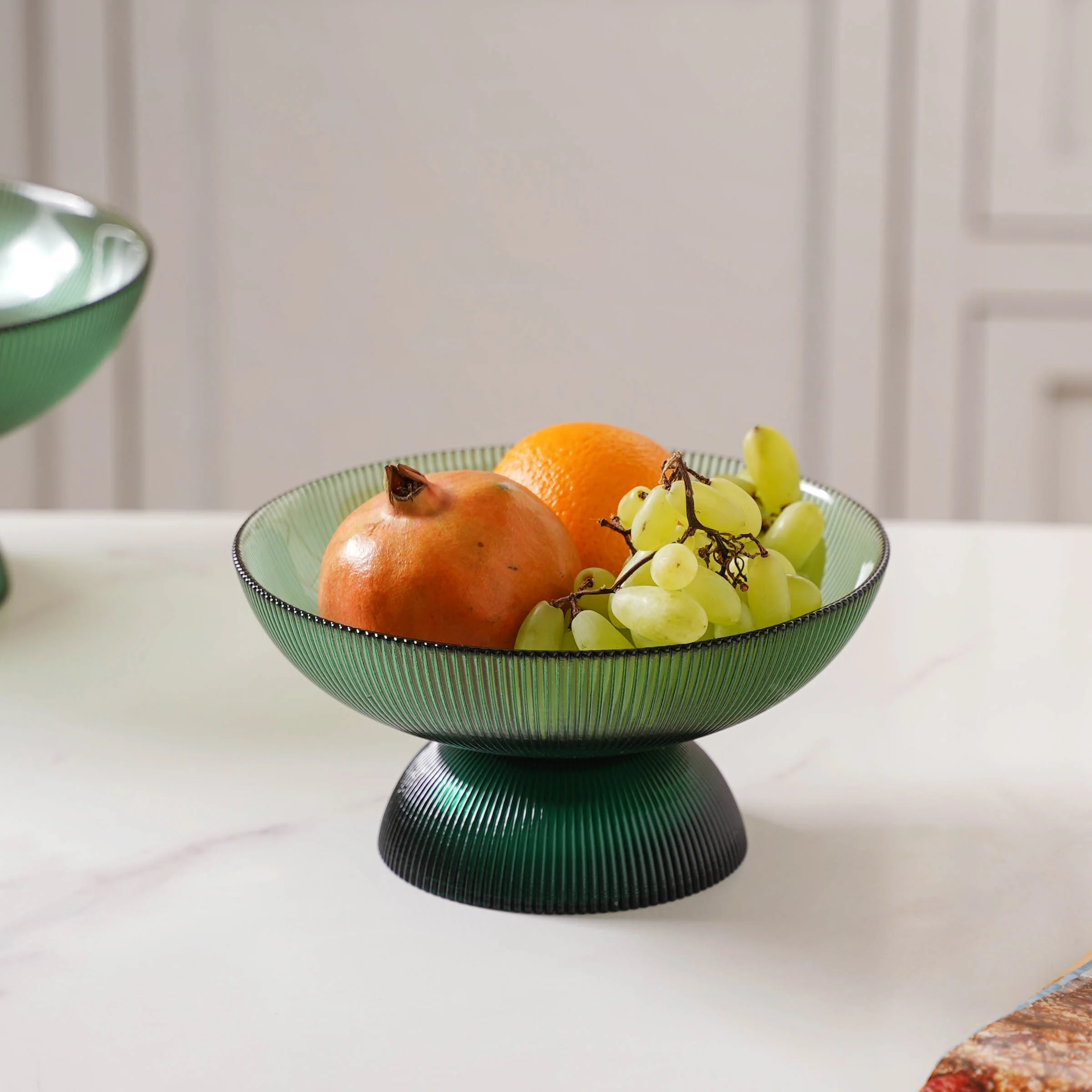 Ribbed Emerald Fruit Bowl Small