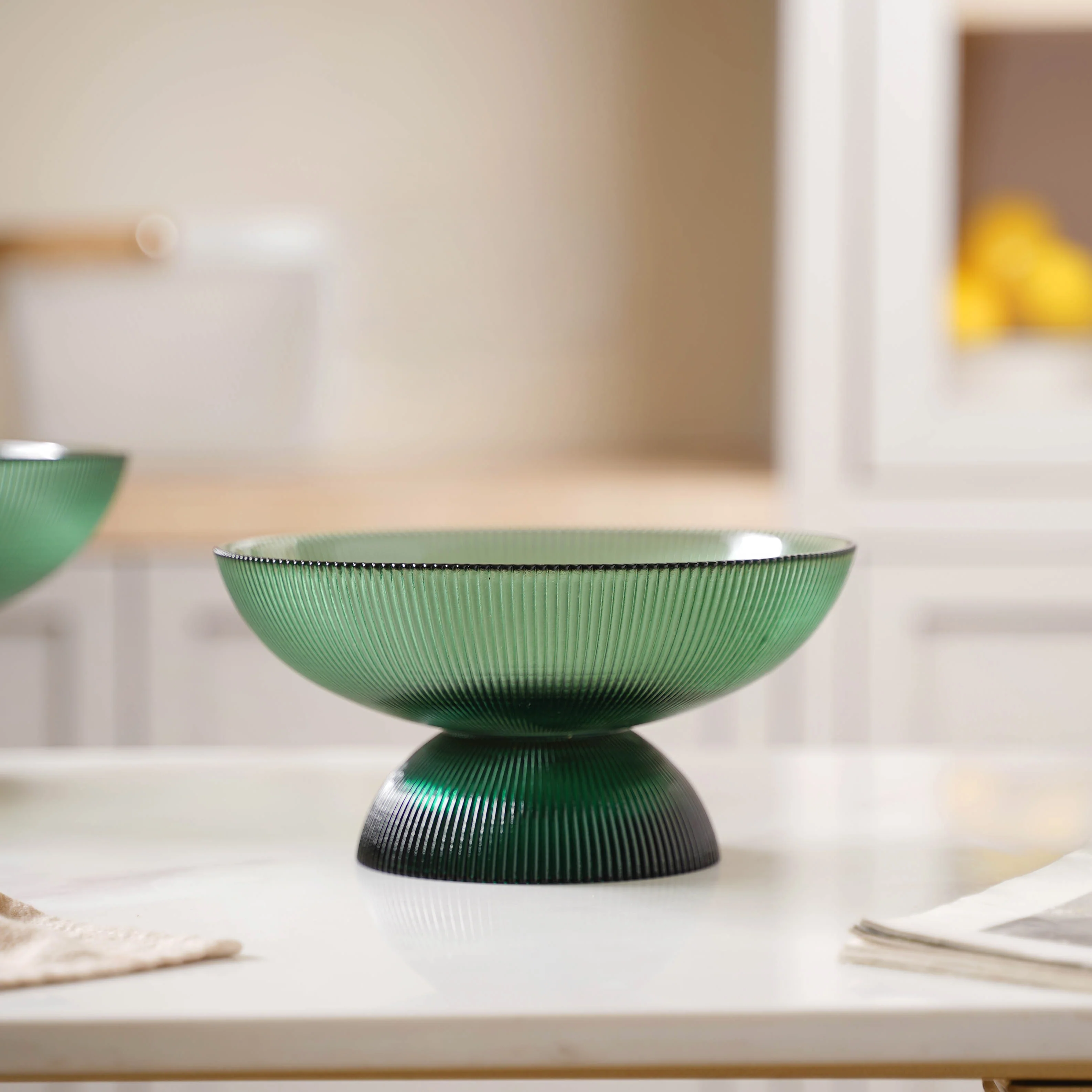 Ribbed Emerald Fruit Bowl Small - Image 3