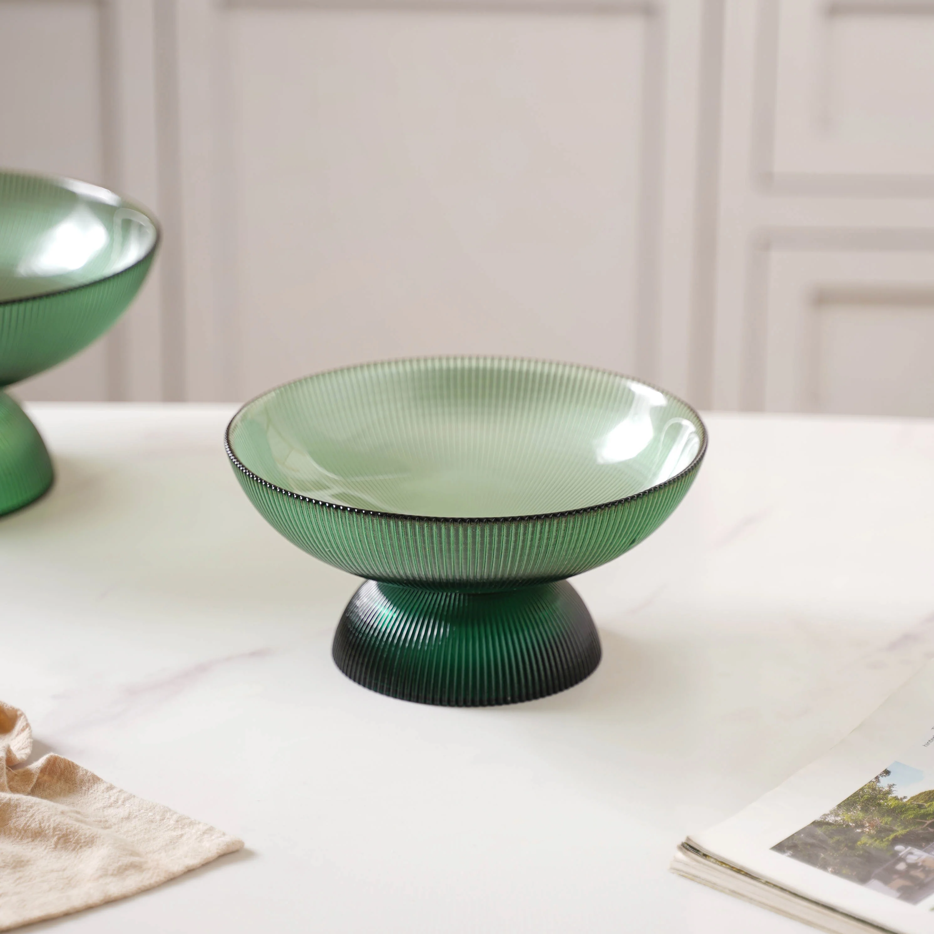 Ribbed Emerald Fruit Bowl Small - Image 4