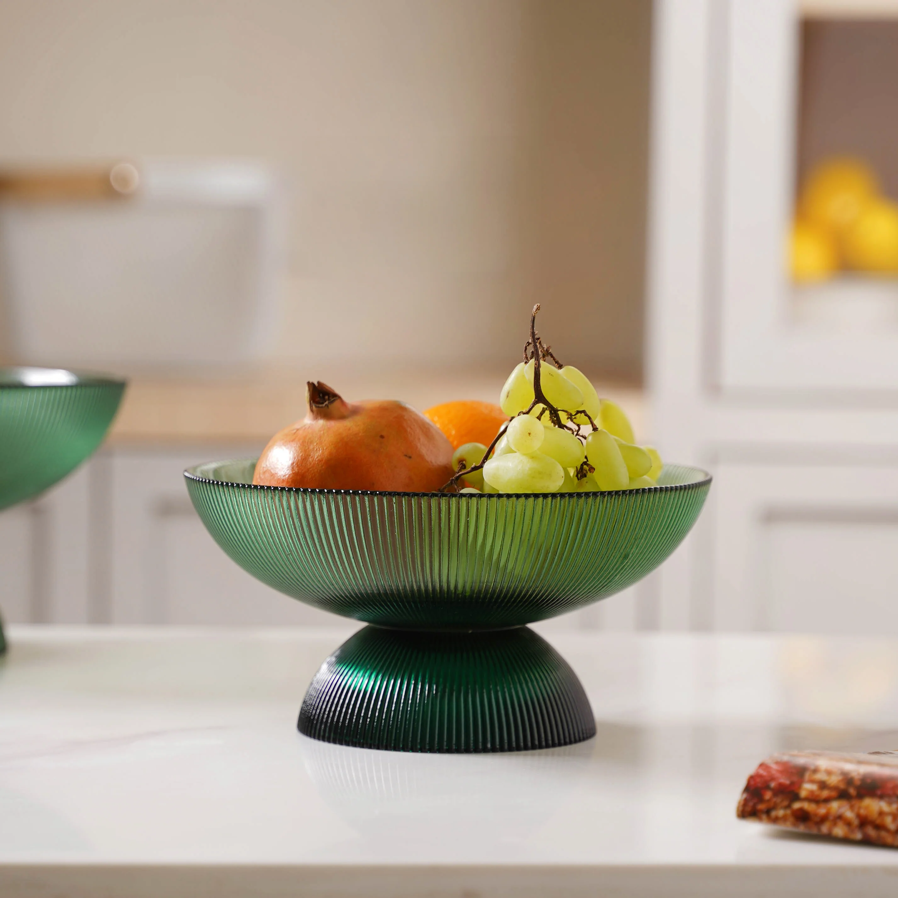Ribbed Emerald Fruit Bowl Small - Image 5