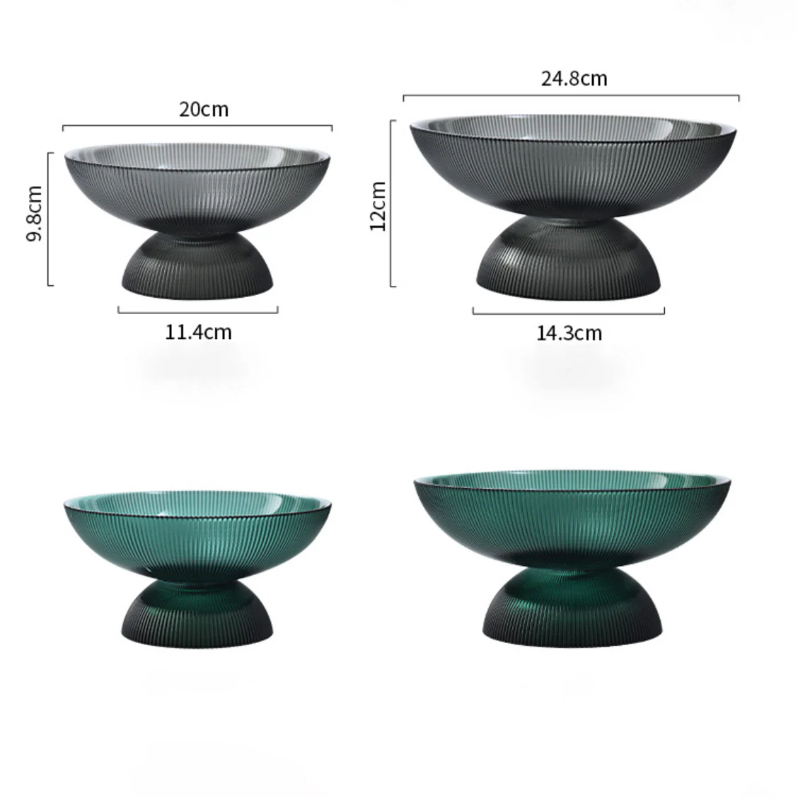 Ribbed Emerald Fruit Bowl Small - Image 7