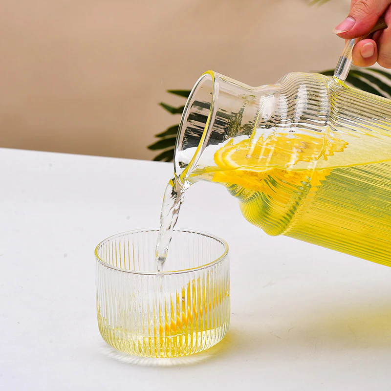 Modern Ribbed Glass Jug and Cup Set - Image 10