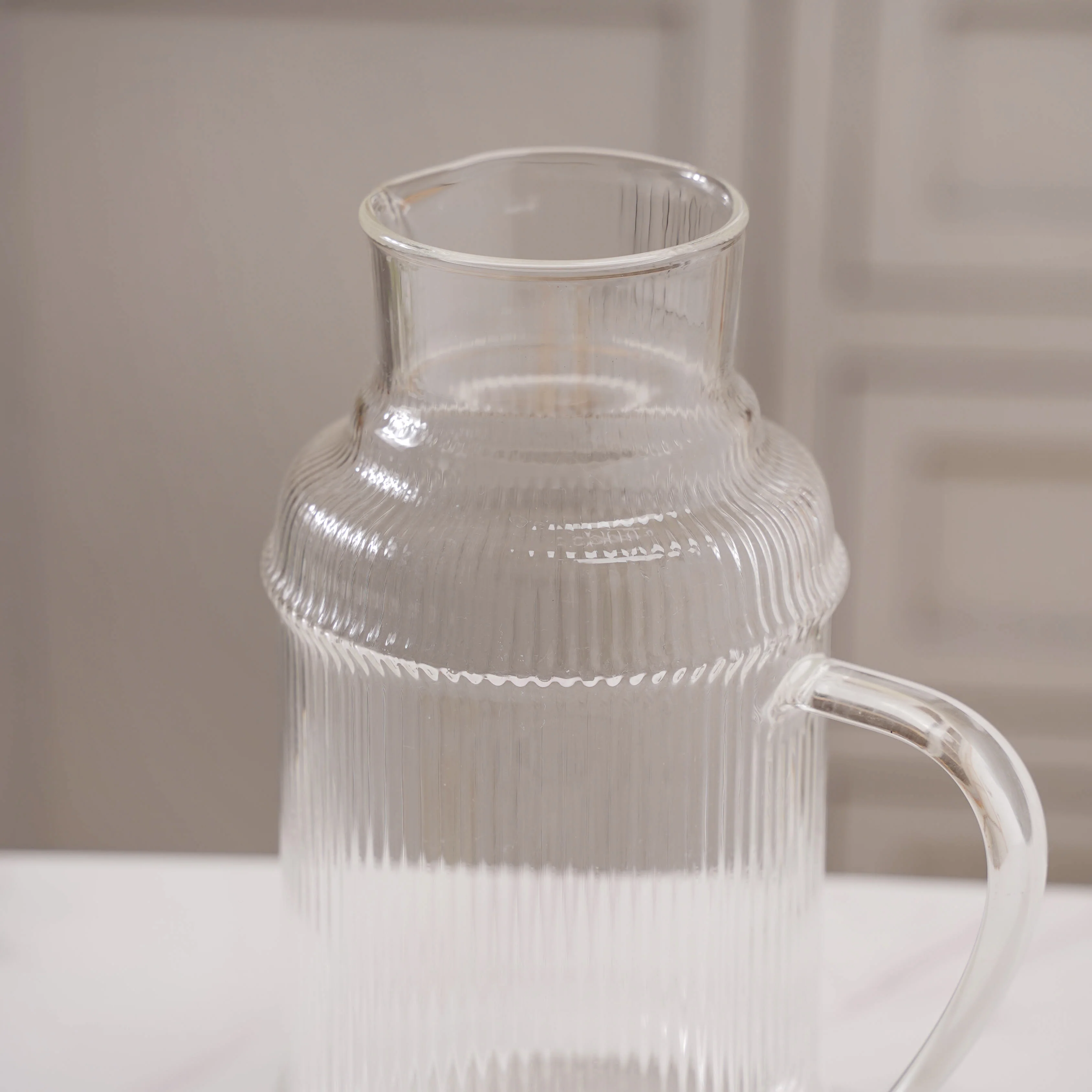 Modern Ribbed Glass Jug and Cup Set - Image 7