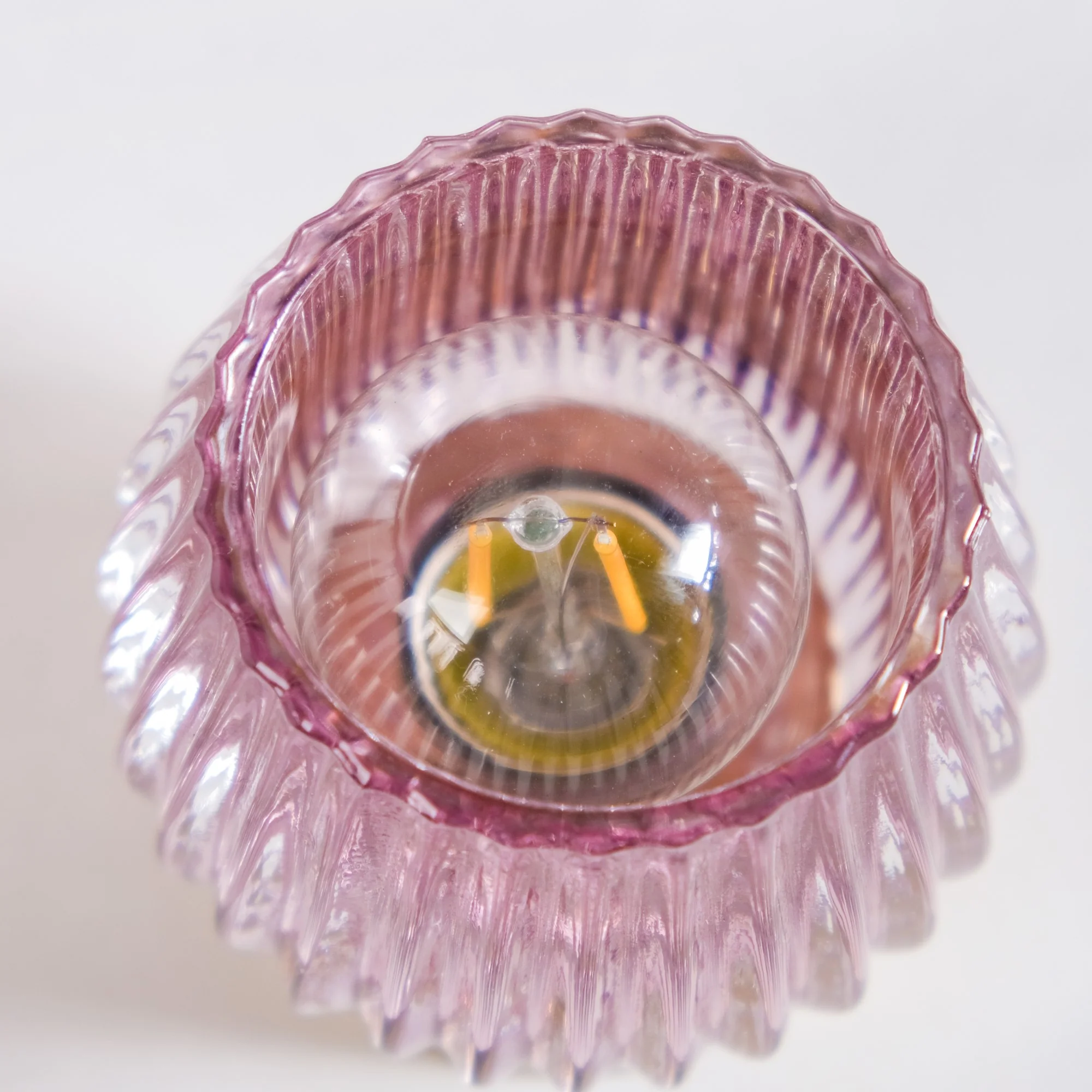 Ribbed Glass Tulip Battery LED Table Lamp - Image 6