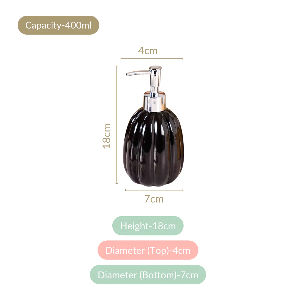 Ribbed Glossy Liquid Dispenser Black 400ml - Image 4