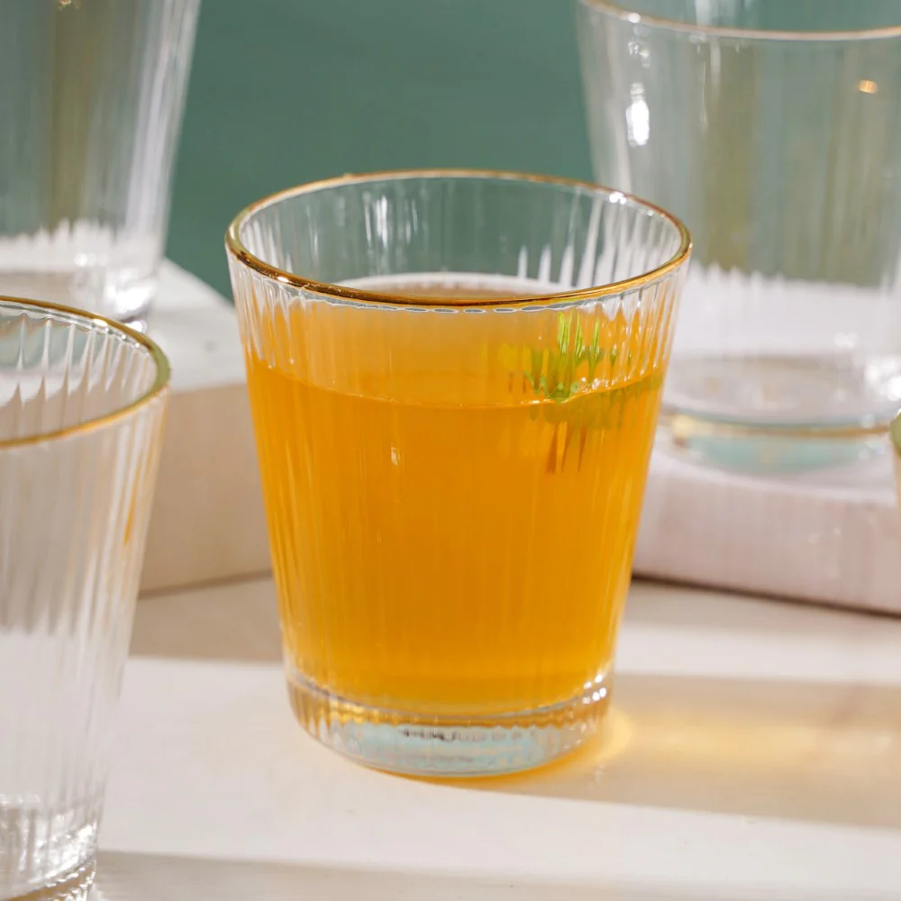 Ribbed Gold Rim Short Tumbler Set Of 6 250 ml - Image 5