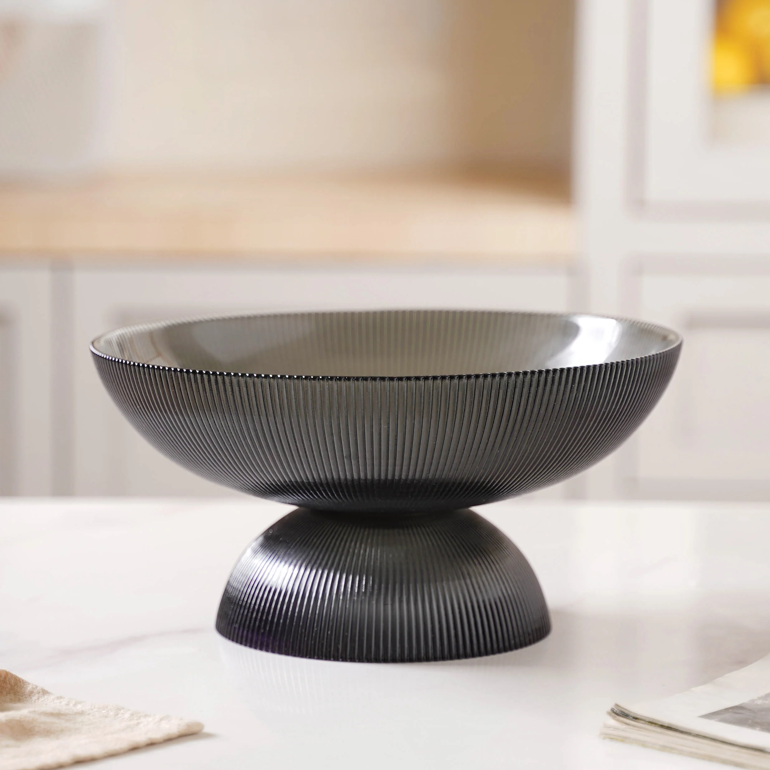 Ribbed Grey Fruit Bowl Large - Image 4