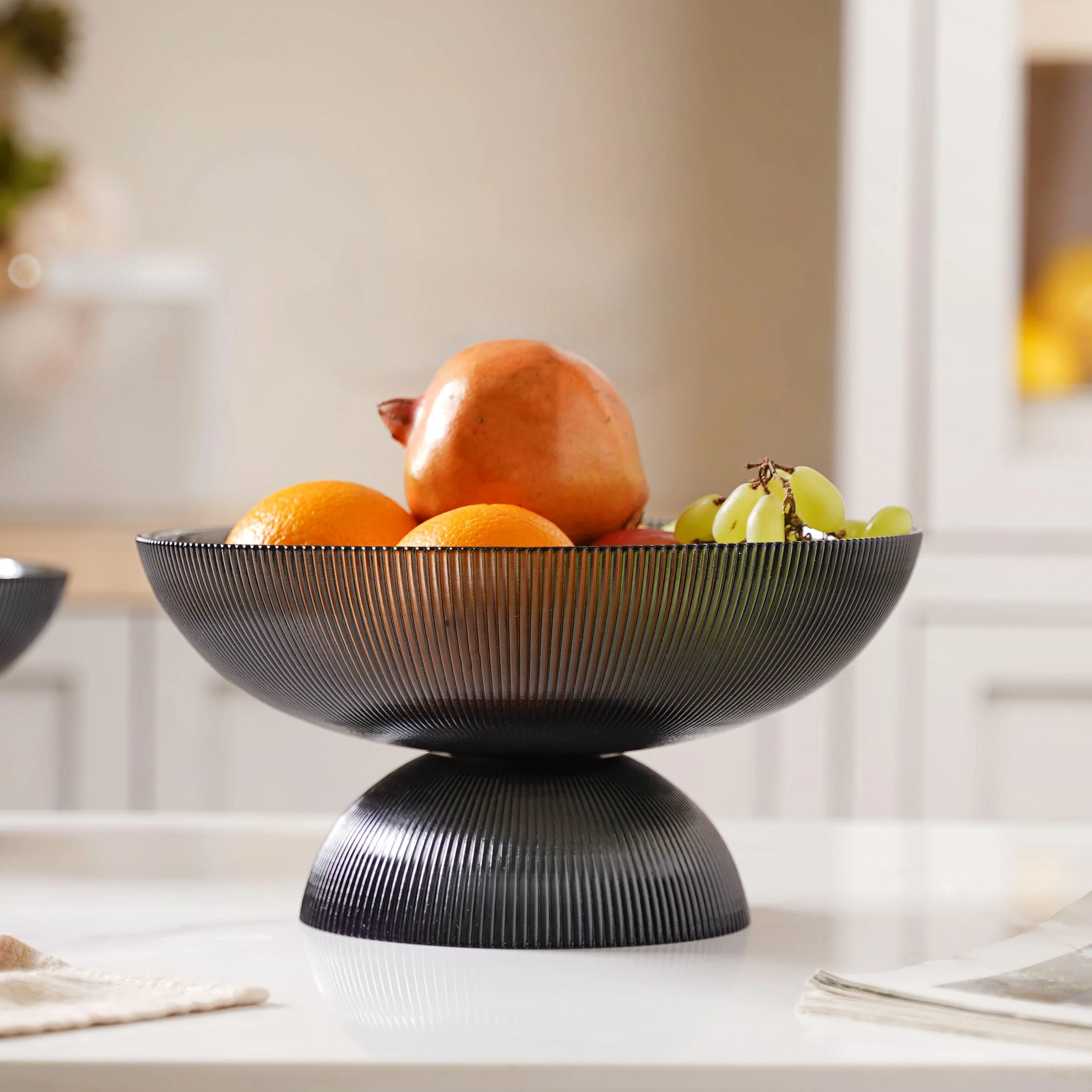 Ribbed Grey Fruit Bowl Large - Image 5