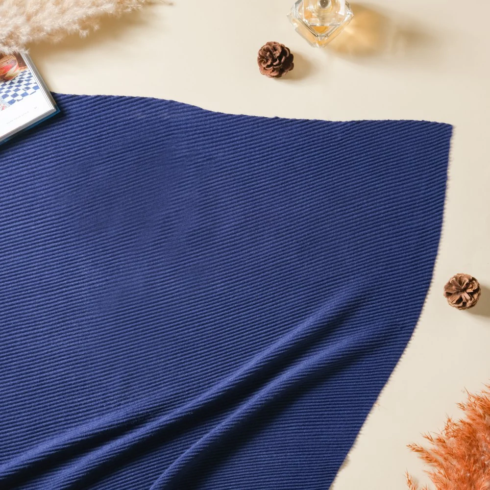 Ribbed Handcrafted Scarf Blue - Image 3