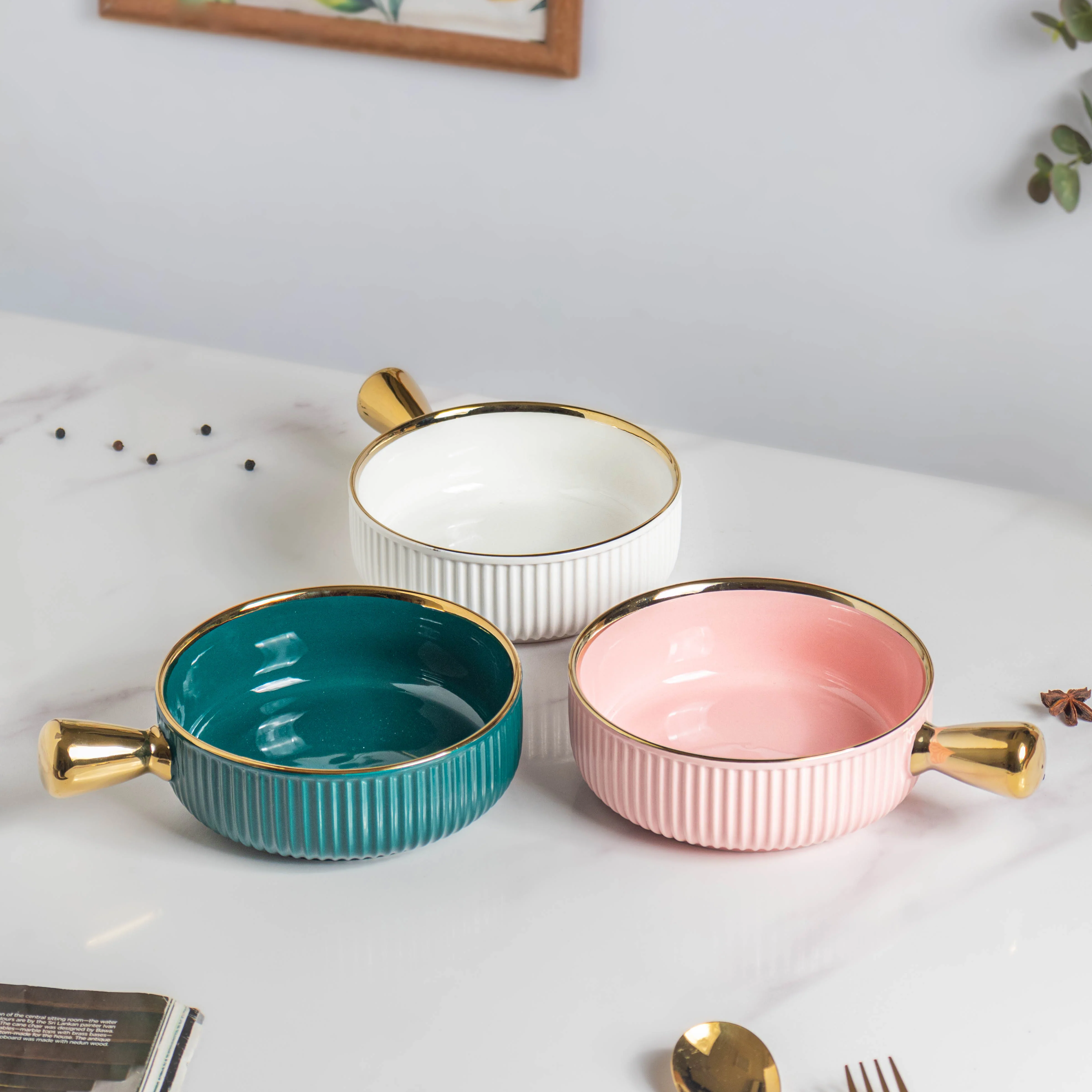 Ribbed Snack Bowl With Handle 500 ml - Image 5