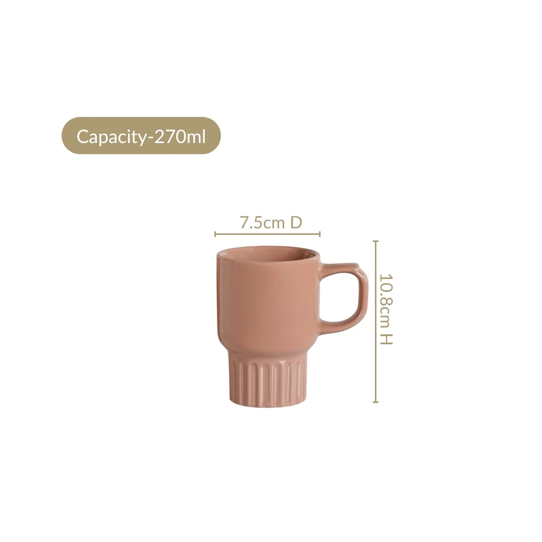 Ribelle Ceramic Stackable Mug Set Of 4 Dusty Pink 270ml - Image 4
