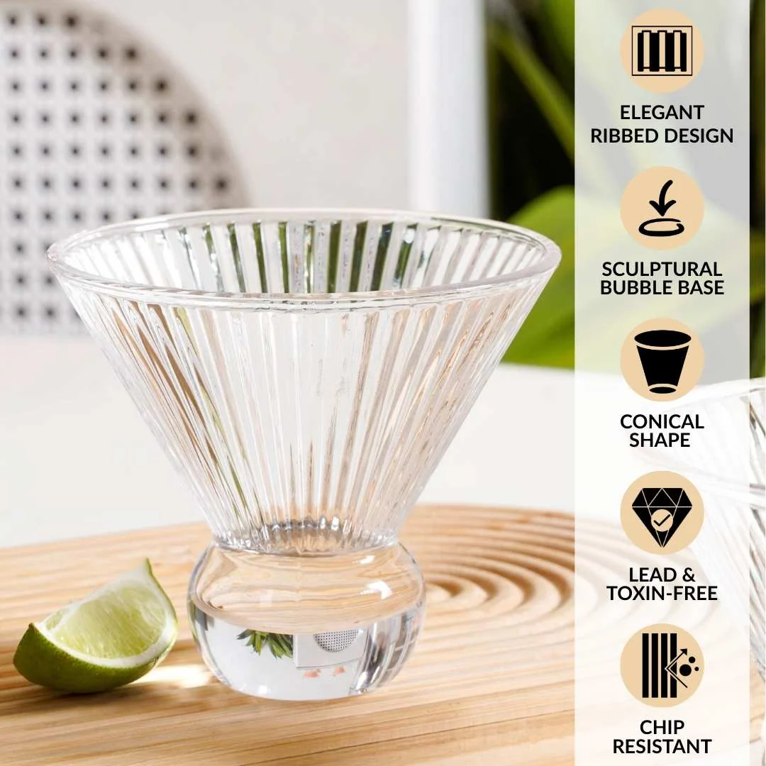 Ridged Cocktail Glass Set Of 6 180ml - Image 2