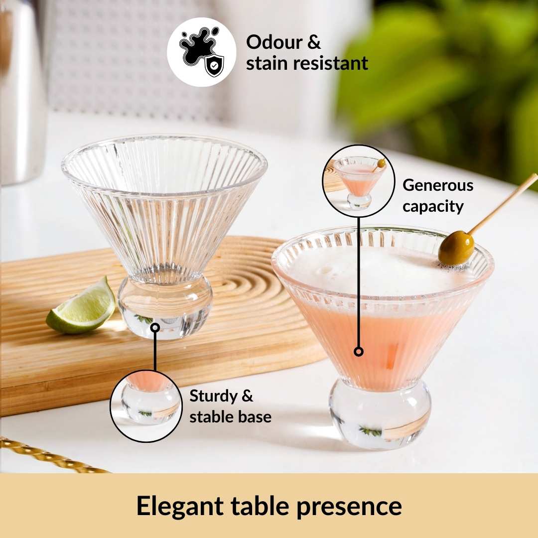 Ridged Cocktail Glass Set Of 6 180ml - Image 3