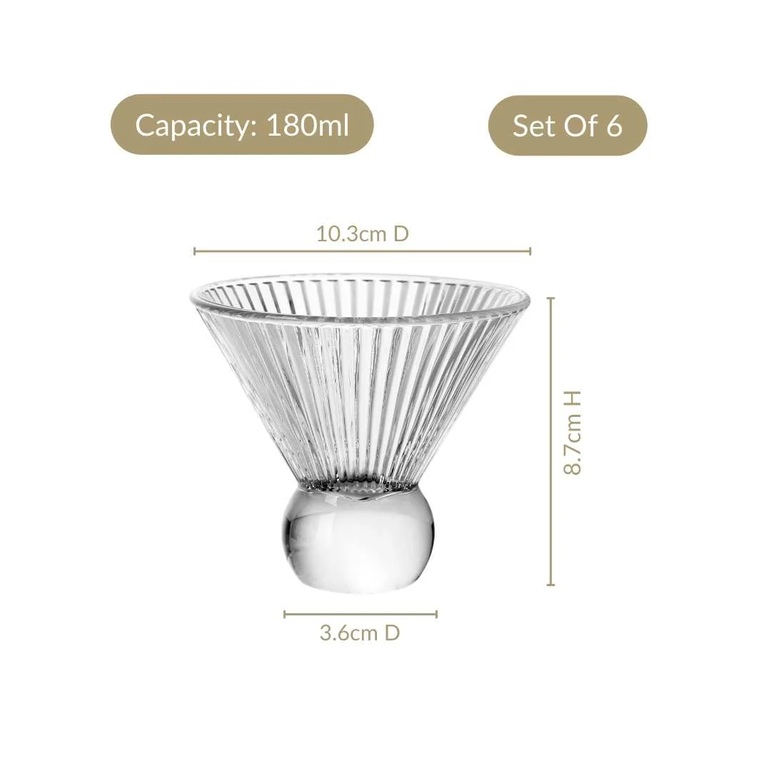 Ridged Cocktail Glass Set Of 6 180ml - Image 4