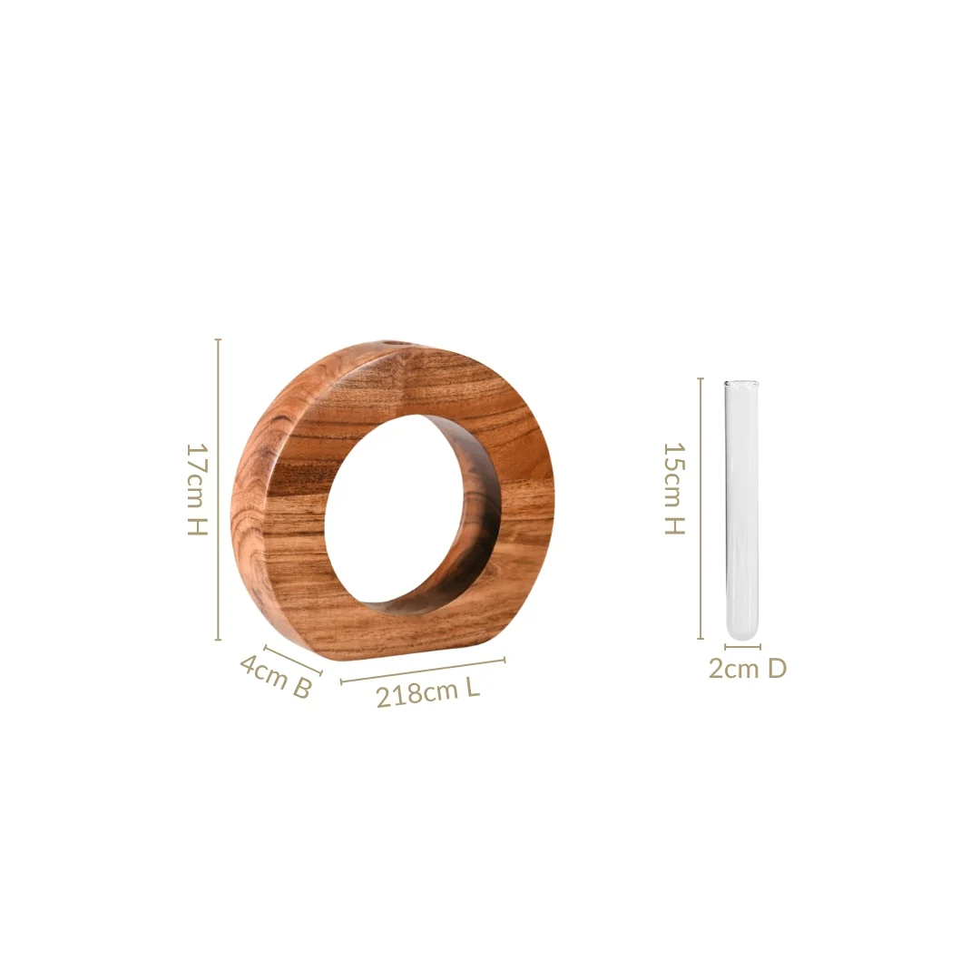 Ring Table Top Test Tube Wooden Vase - Image 3