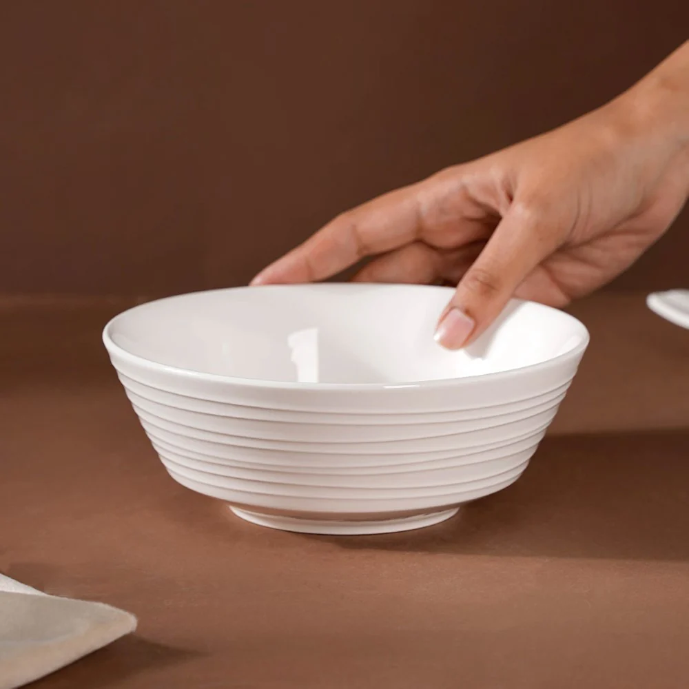Riona Ceramic Snack Bowl White 600 ml - Image 2