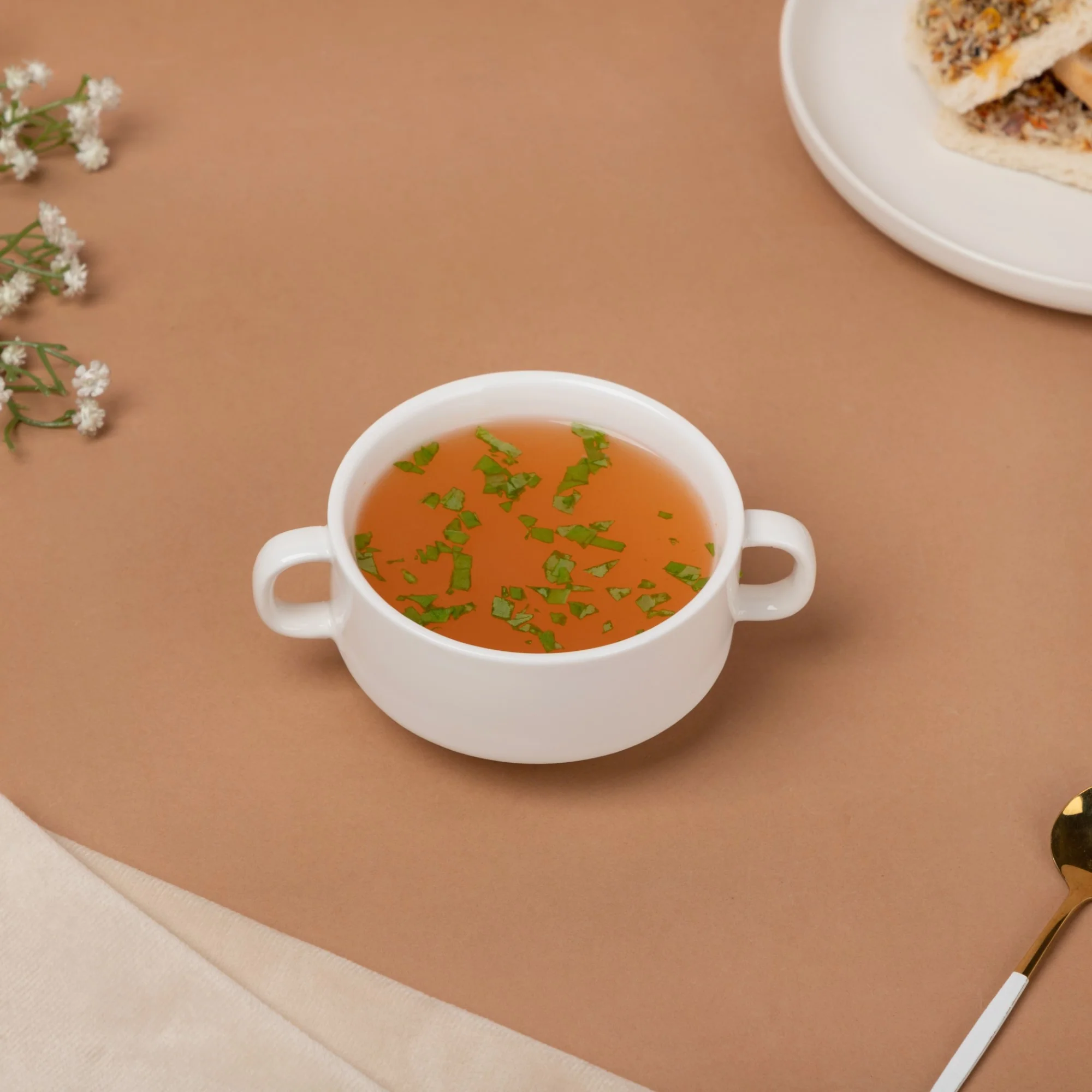 Riona Ceramic Soup Bowl With Handle White - Image 3