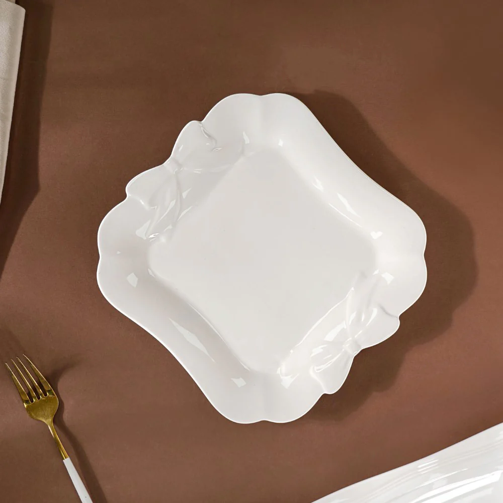 Riona Ceramic Vintage Platter White 9 Inch - Image 4