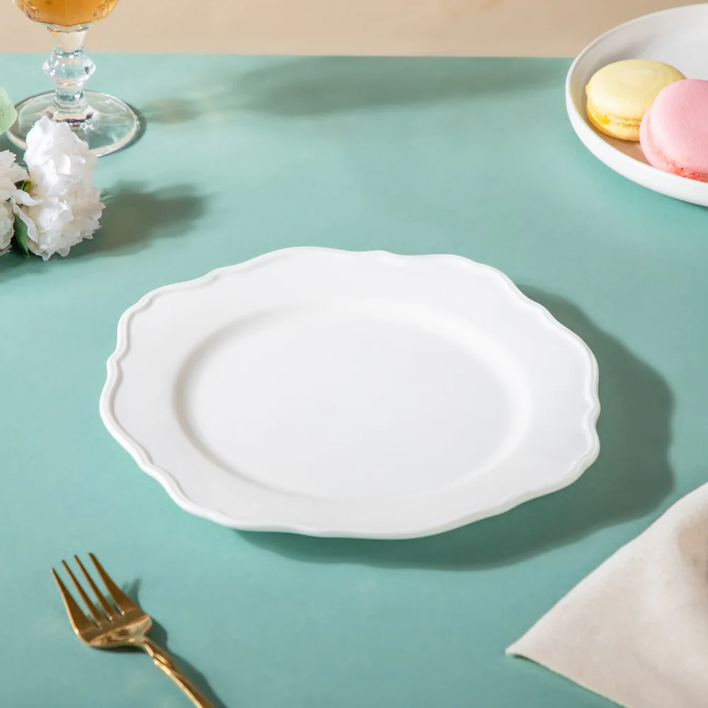 Riona Flower Ceramic Dinner Plate White 9 Inch - Image 6