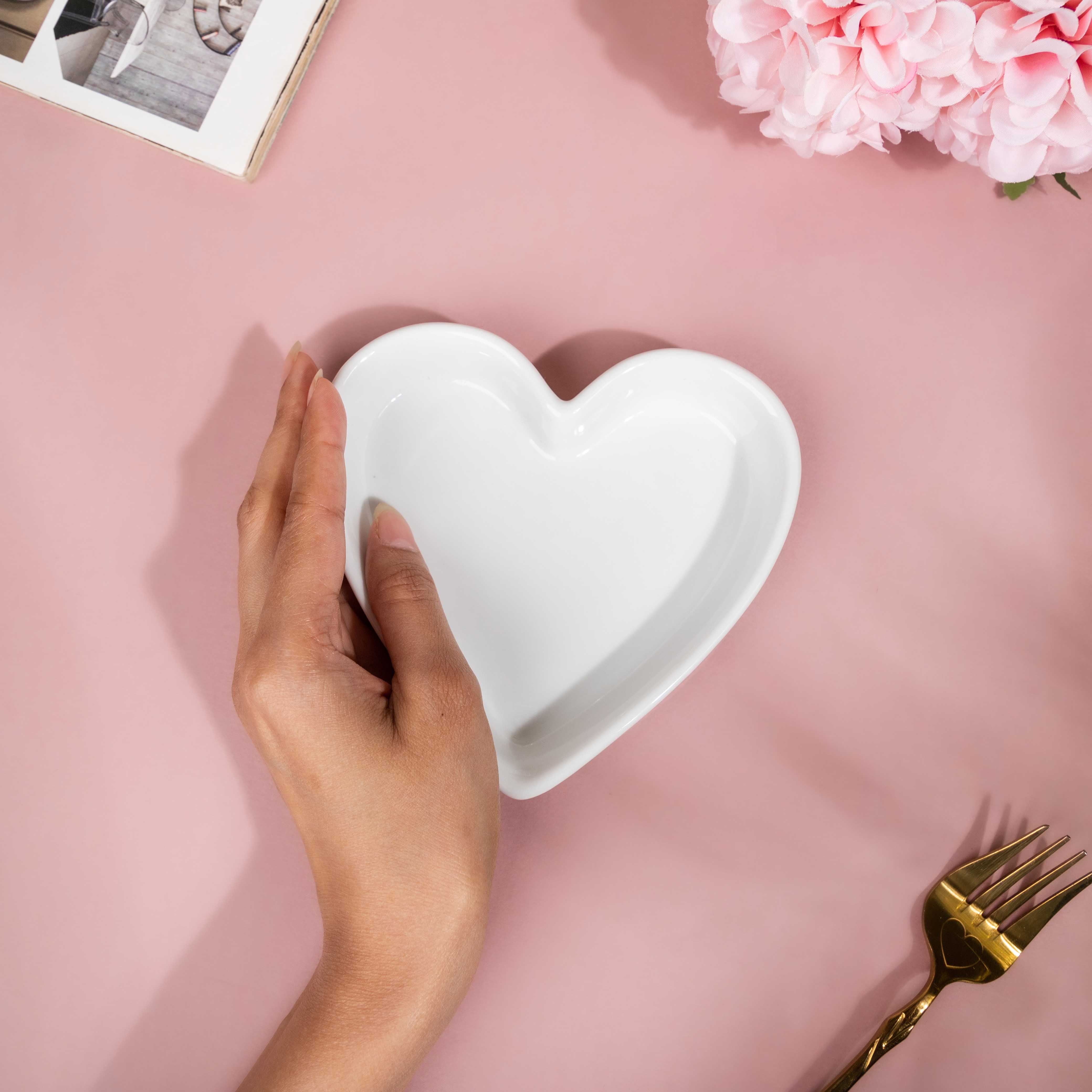 Riona Heart Ceramic Small Dish White - Image 2