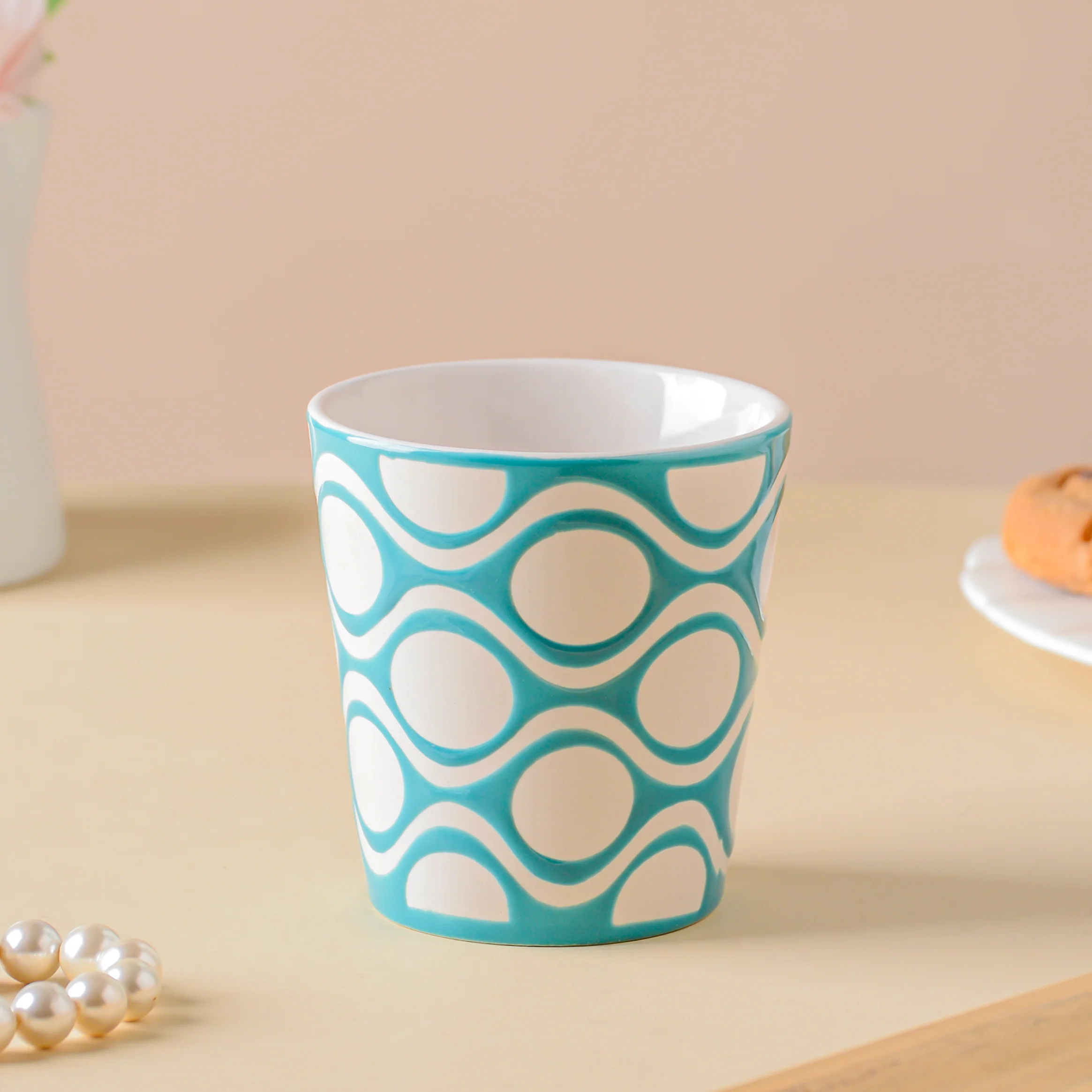 Riona Patterned Tumbler White Blue - Image 3