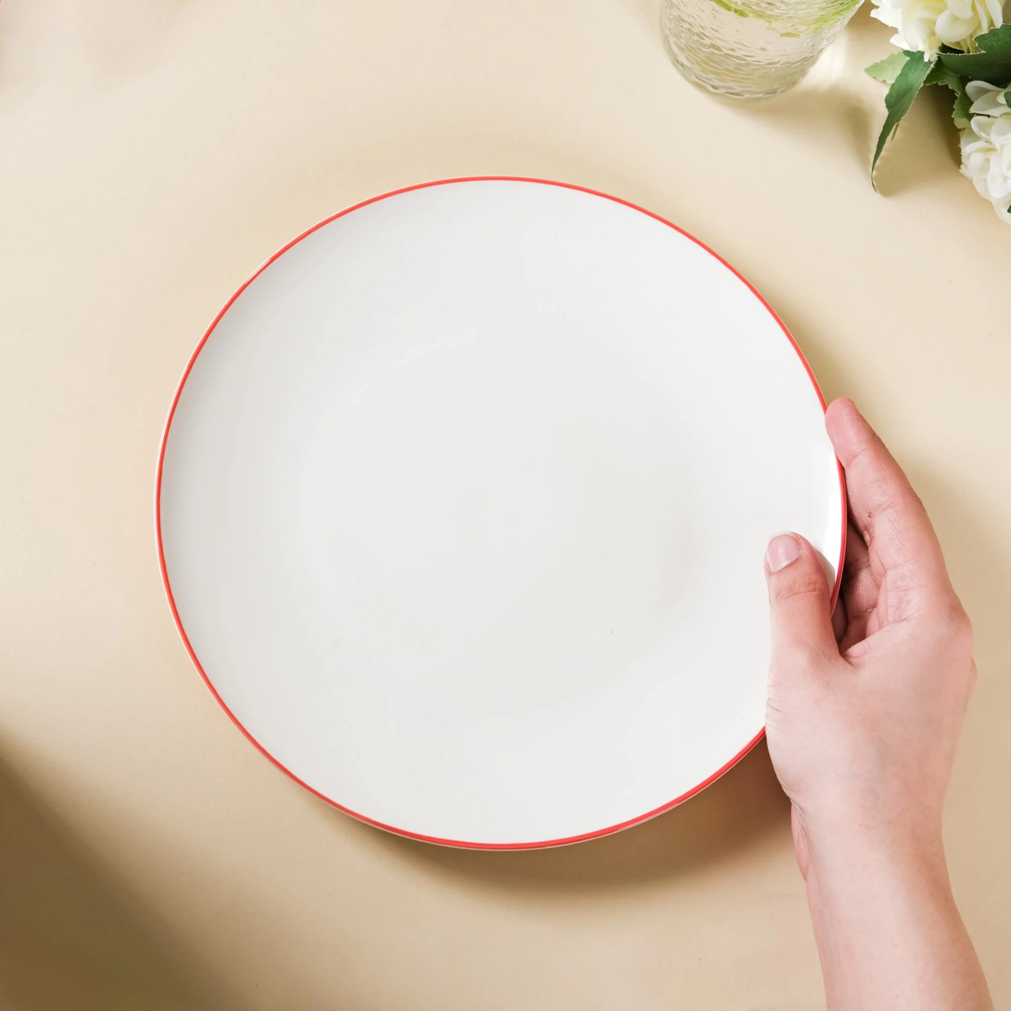 Riona Red Rimmed Ceramic Snack Plate 8-Inch - Image 6