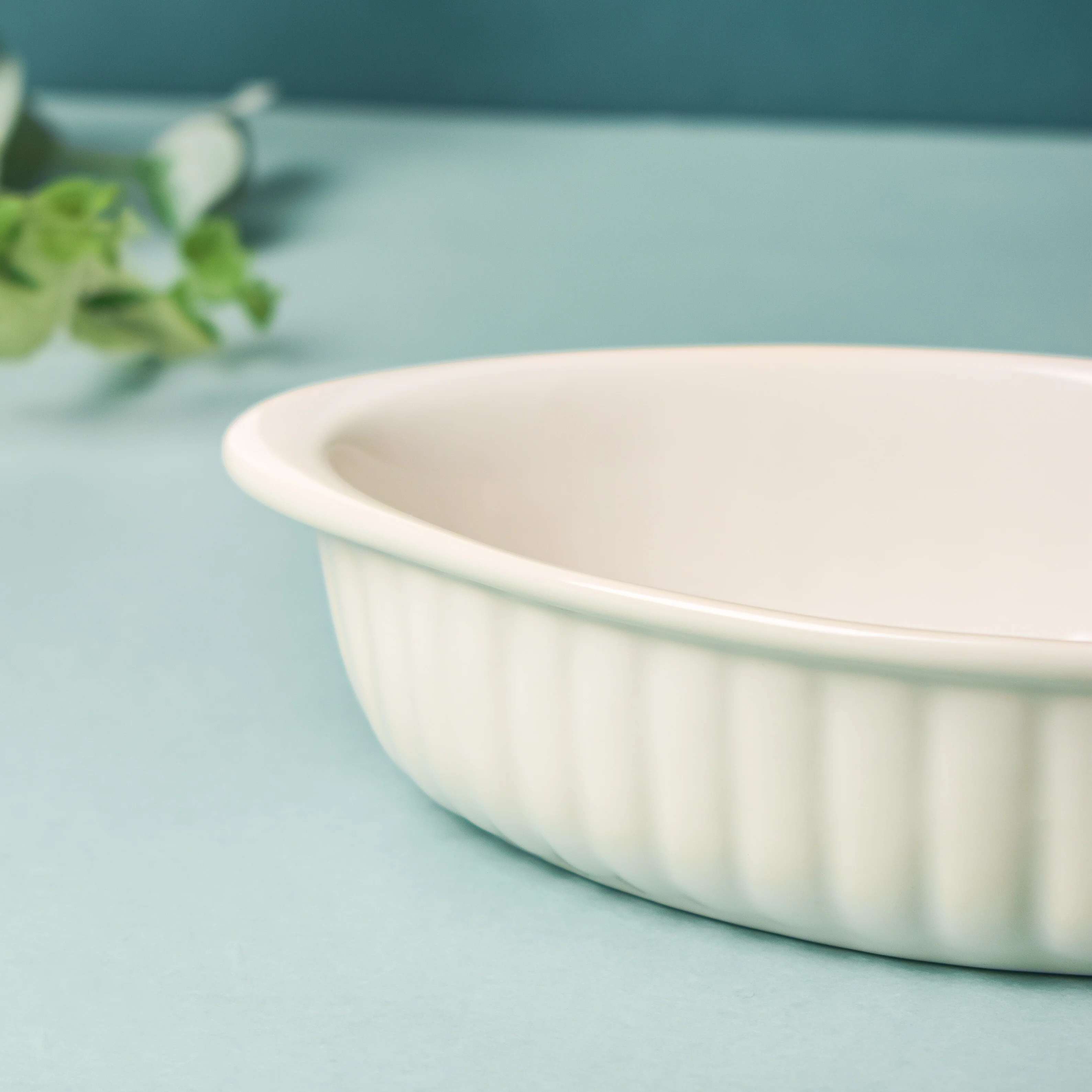 Riona Ribbed Ceramic Baking Dish White 7 Inch - Image 4