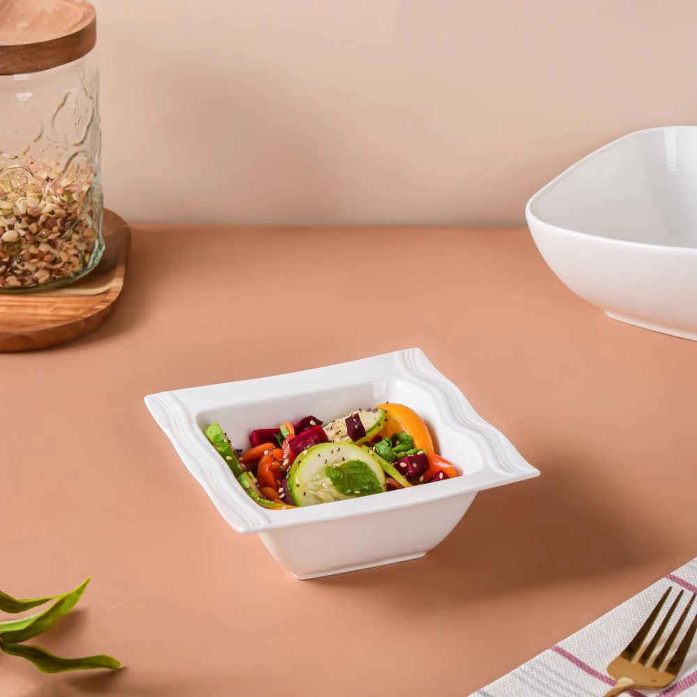 Riona Square Ceramic Salad Bowl White 200 ml
