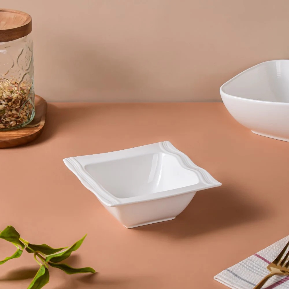 Riona Square Ceramic Salad Bowl White 200 ml - Image 2
