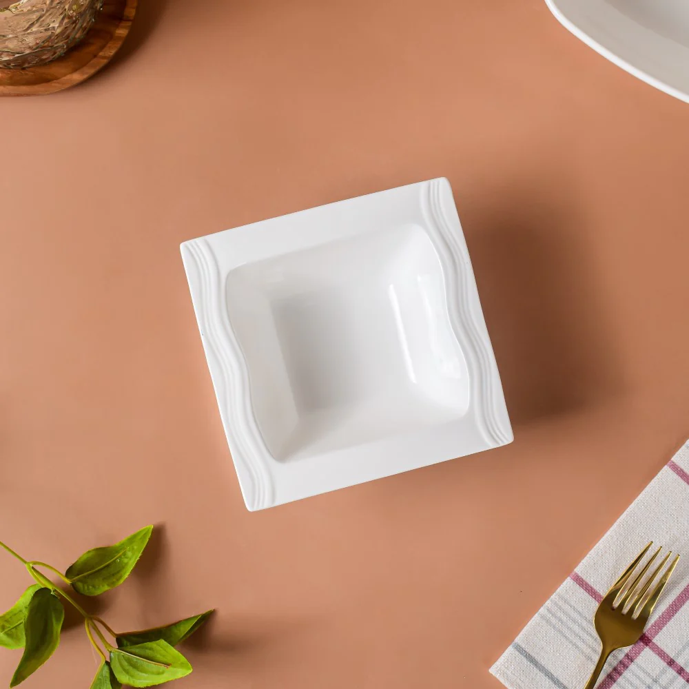 Riona Square Ceramic Salad Bowl White 200 ml - Image 4